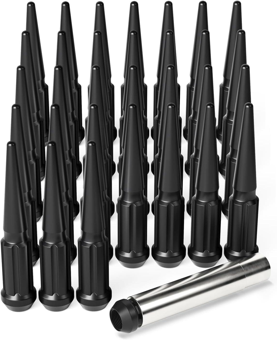 image14x15 Lug Nuts Black 32 Piece M14x15 Spike Lug Nuts Wheel Accessories Compatible with Chevy Ram Ford GMCBlack