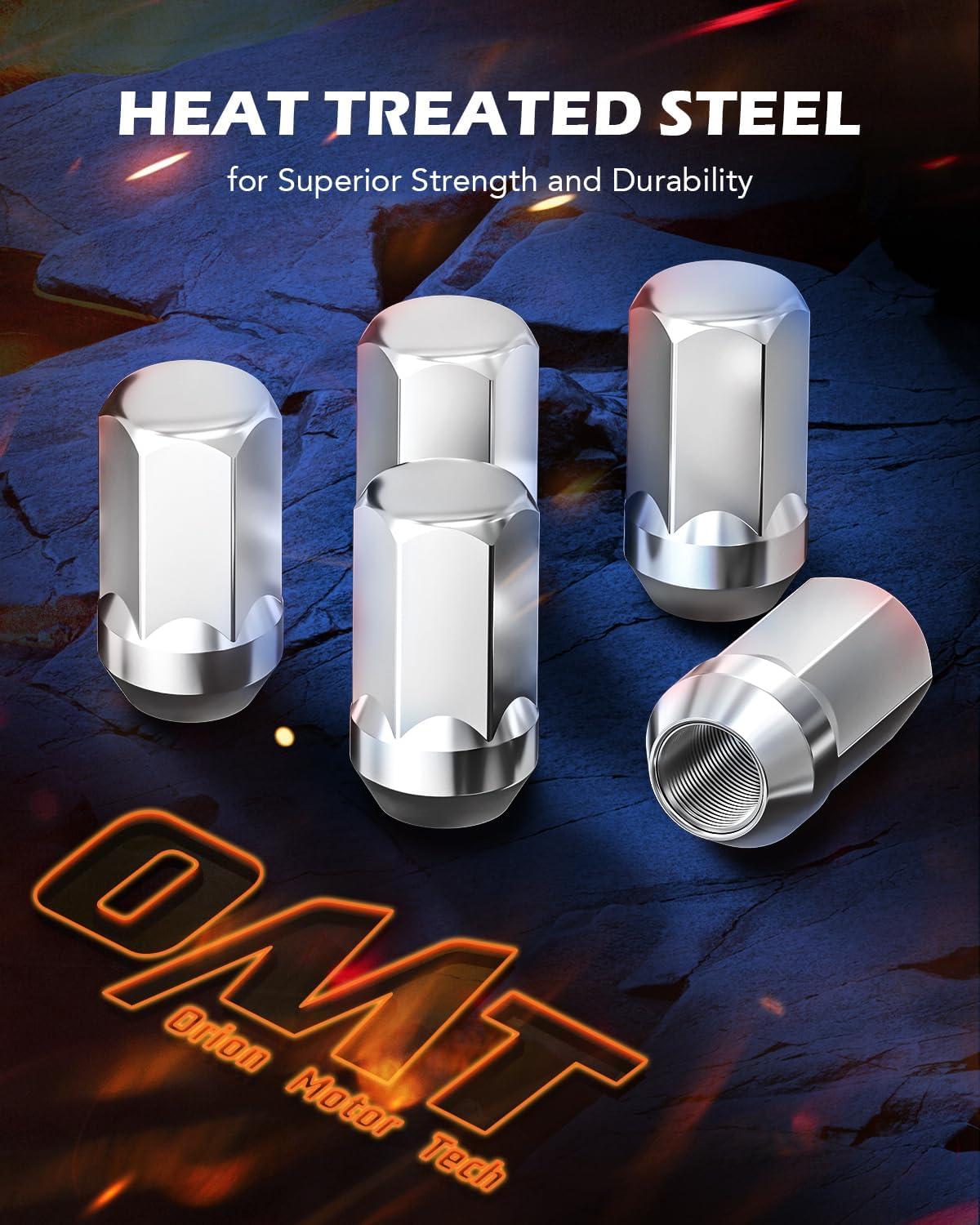 imageM14x15 Spline Lug Nuts with Cone Seat Chrome Plated Wheel Lug Nuts Compatible with Chevrolet Silverado Suburban 1500 Ford Expedition F150 Ram 1500ampamp More Set of 24Silver