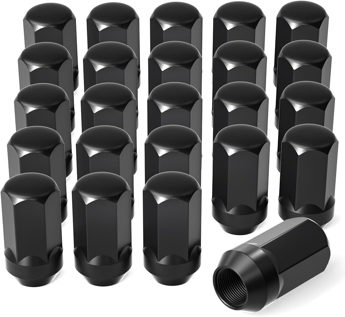 imageM14x15 Spline Lug Nuts with Cone Seat Chrome Plated Wheel Lug Nuts Compatible with Chevrolet Silverado Suburban 1500 Ford Expedition F150 Ram 1500ampamp More Set of 24Black