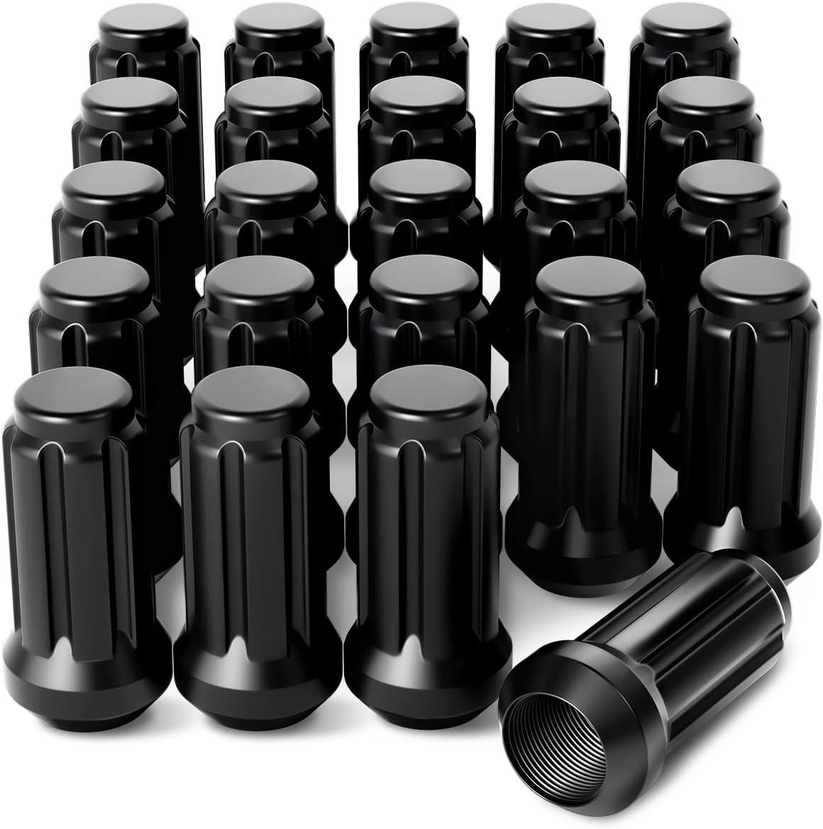 imageM14x15 Spline Lug Nuts with Cone Seat Chrome Plated Wheel Lug Nuts Compatible with Chevrolet Silverado Suburban 1500 Ford Expedition F150 Ram 1500ampamp More Set of 24Black