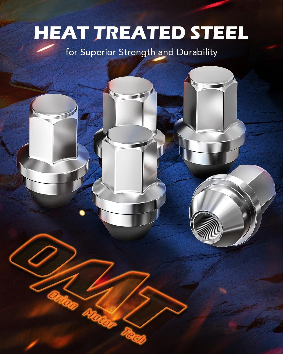imageM14x15 Spline Lug Nuts with Cone Seat Chrome Plated Wheel Lug Nuts Compatible with Chevrolet Silverado Suburban 1500 Ford Expedition F150 Ram 1500ampamp More Set of 24Silver