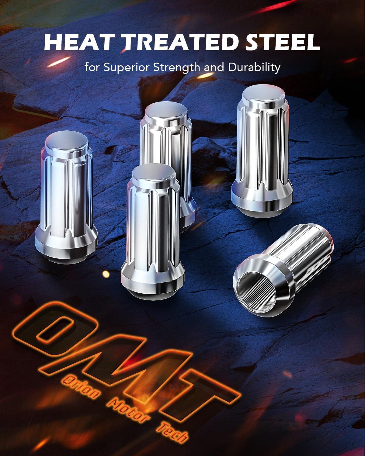 imageM14x15 Spline Lug Nuts with Cone Seat Chrome Plated Wheel Lug Nuts Compatible with Chevrolet Silverado Suburban 1500 Ford Expedition F150 Ram 1500ampamp More Set of 24Silver