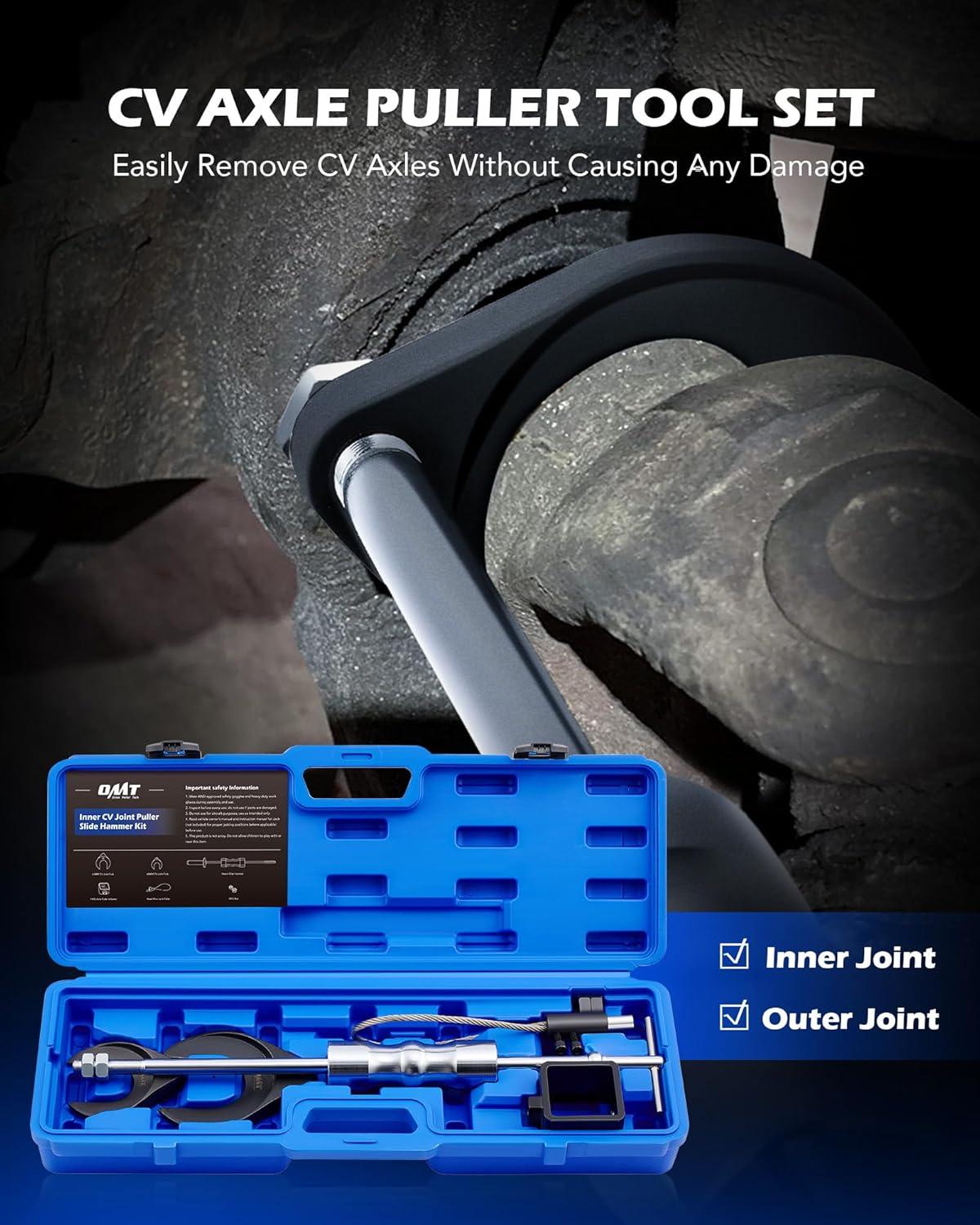 imageOMT Inner CV Axle Puller Tool Set with 58quot18 Slide Hammer ampamp Adapter  Inner CV Joint Removal Tool Kit  Front Wheel Drive Axle Puller Set Compatible with Taurus Sable FWDs from 1986 to 20212  25 CV Joint Fork