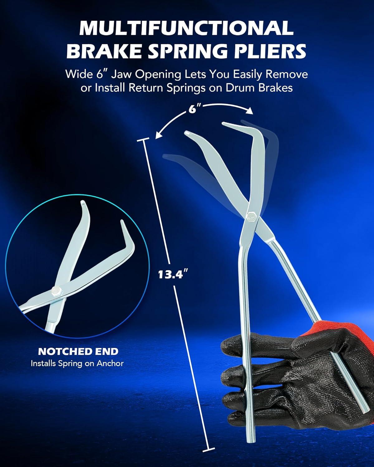 imageOrion Motor Tech 10pc Drum Brake Tool Kit Drum Brake Tool with Drum Brake Spring Tool Brake Spring Compressor Brake Spring Pliers Drum Brake Adjusting Tool Brake Spoon Set Brake Drum Tool Kit