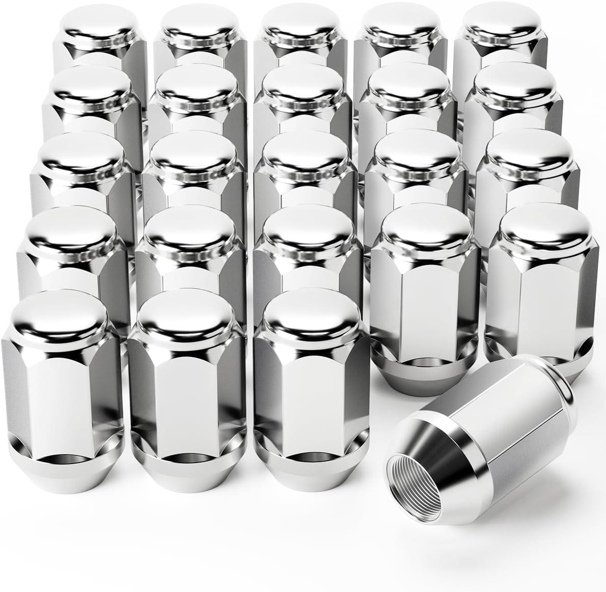 imageOrion Motor Tech 12quot20 Open End Lug Nuts 34quot 19mm Hex 084x09 in Chrome Plated Wheel Lug Nuts Compatible with Dodge Dakota Ramcharger Ford Bronco Explorer F150 Jeep Wrangler Set of 20Silver