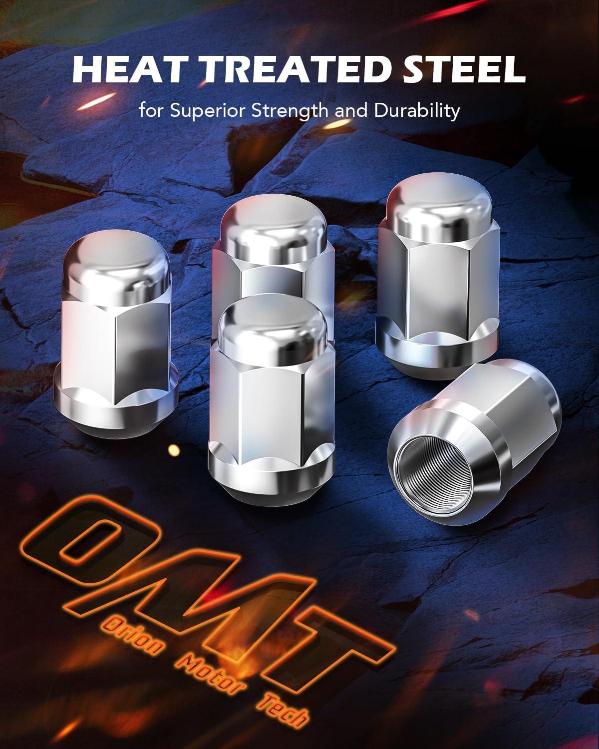 imageOrion Motor Tech 12quot20 Open End Lug Nuts 34quot 19mm Hex 084x09 in Chrome Plated Wheel Lug Nuts Compatible with Dodge Dakota Ramcharger Ford Bronco Explorer F150 Jeep Wrangler Set of 20Silver