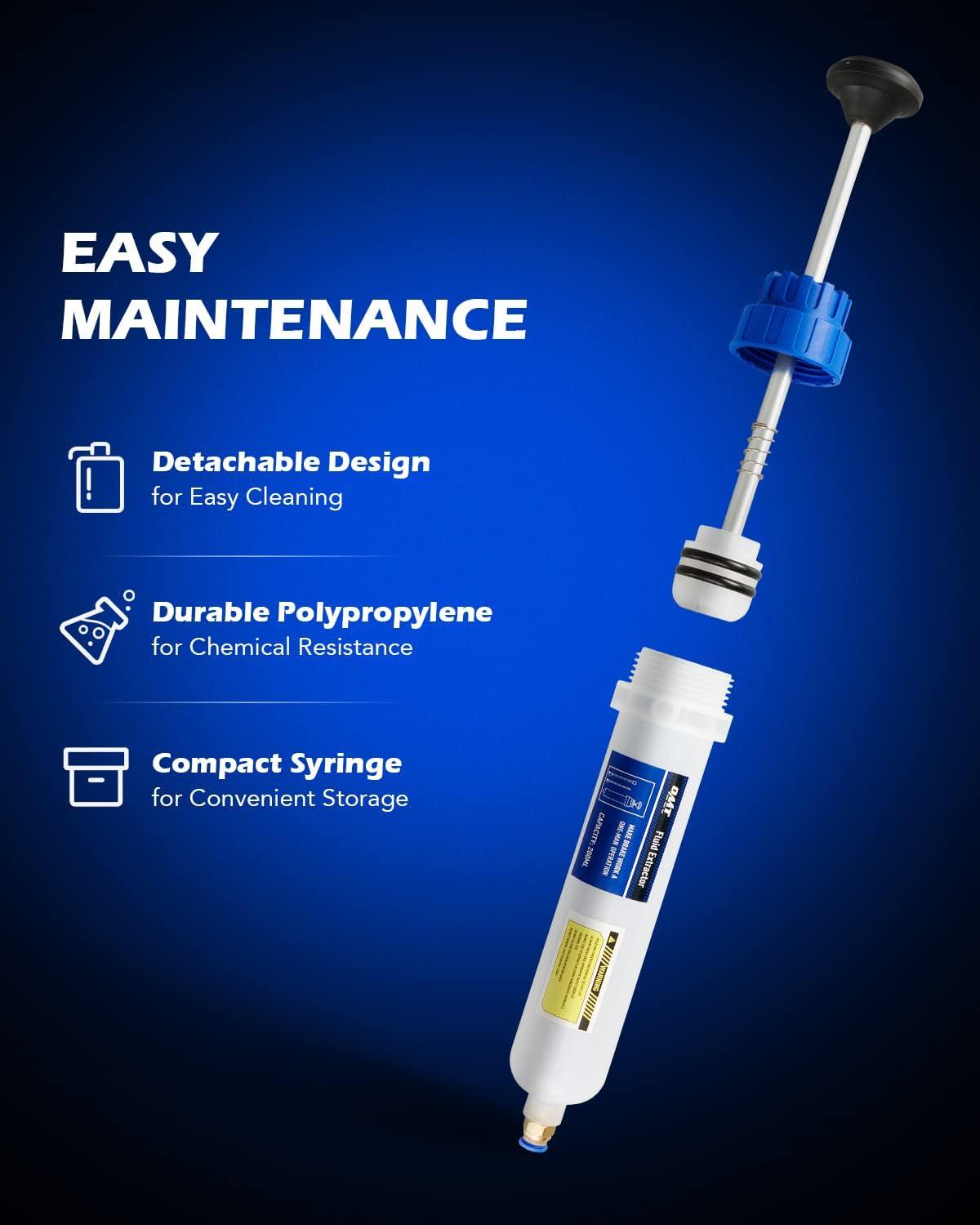 imageOrion Motor Tech 200mL Manual Fluid Extractor and Filler Syringe Style Pump for Power Steering Transmission Gear Oil ampamp Brake Fluid Changes Hand Vacuum Pump for ATV Boat Automotive Fluid Extractionblue