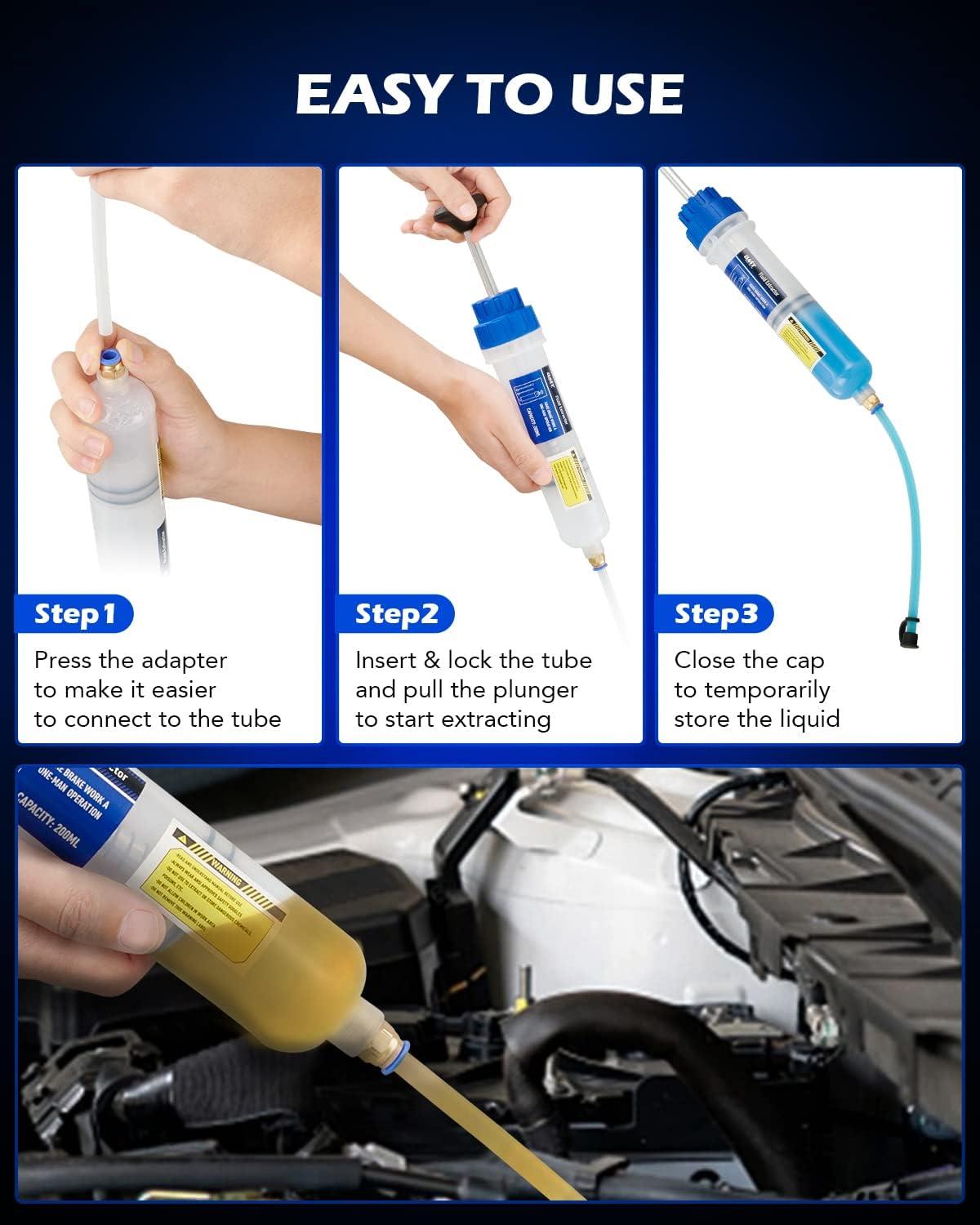 imageOrion Motor Tech 200mL Manual Fluid Extractor and Filler Syringe Style Pump for Power Steering Transmission Gear Oil ampamp Brake Fluid Changes Hand Vacuum Pump for ATV Boat Automotive Fluid Extractionblue