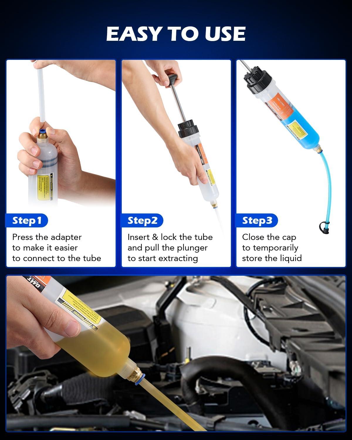 imageOrion Motor Tech 200mL Manual Fluid Extractor and Filler Syringe Style Pump for Power Steering Transmission Gear Oil ampamp Brake Fluid Changes Hand Vacuum Pump for ATV Boat Automotive Fluid Extractionorange