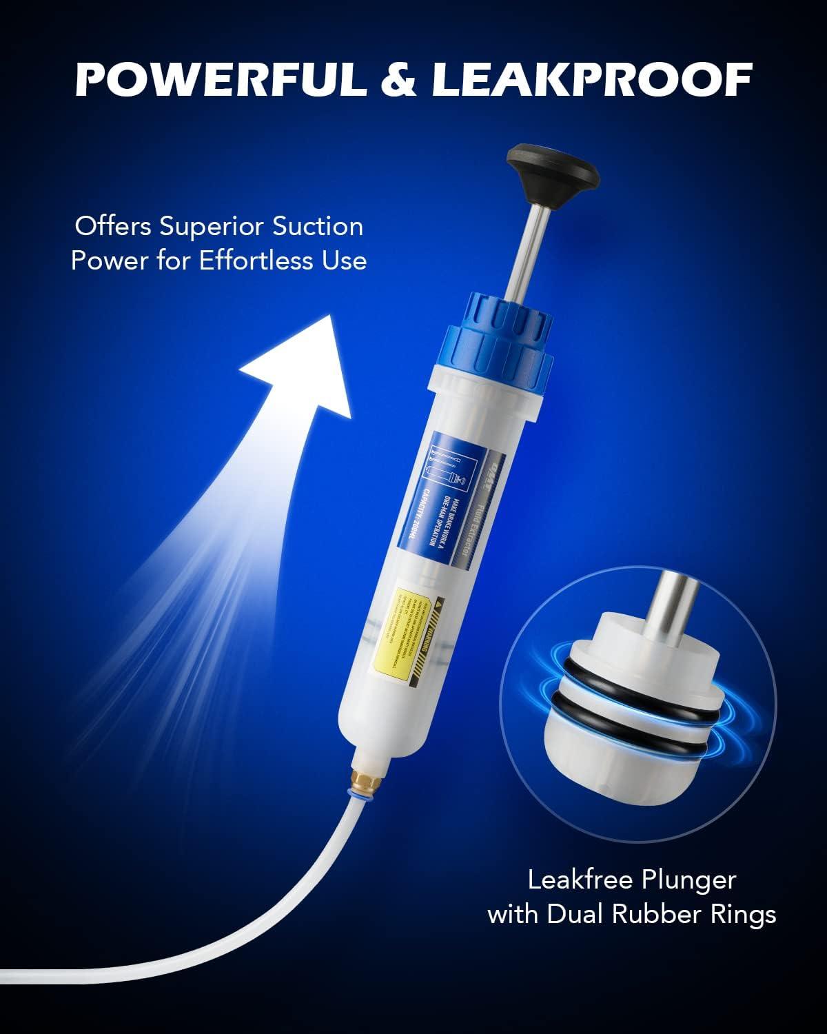 imageOrion Motor Tech 200mL Manual Fluid Extractor and Filler Syringe Style Pump for Power Steering Transmission Gear Oil ampamp Brake Fluid Changes Hand Vacuum Pump for ATV Boat Automotive Fluid Extractionblue