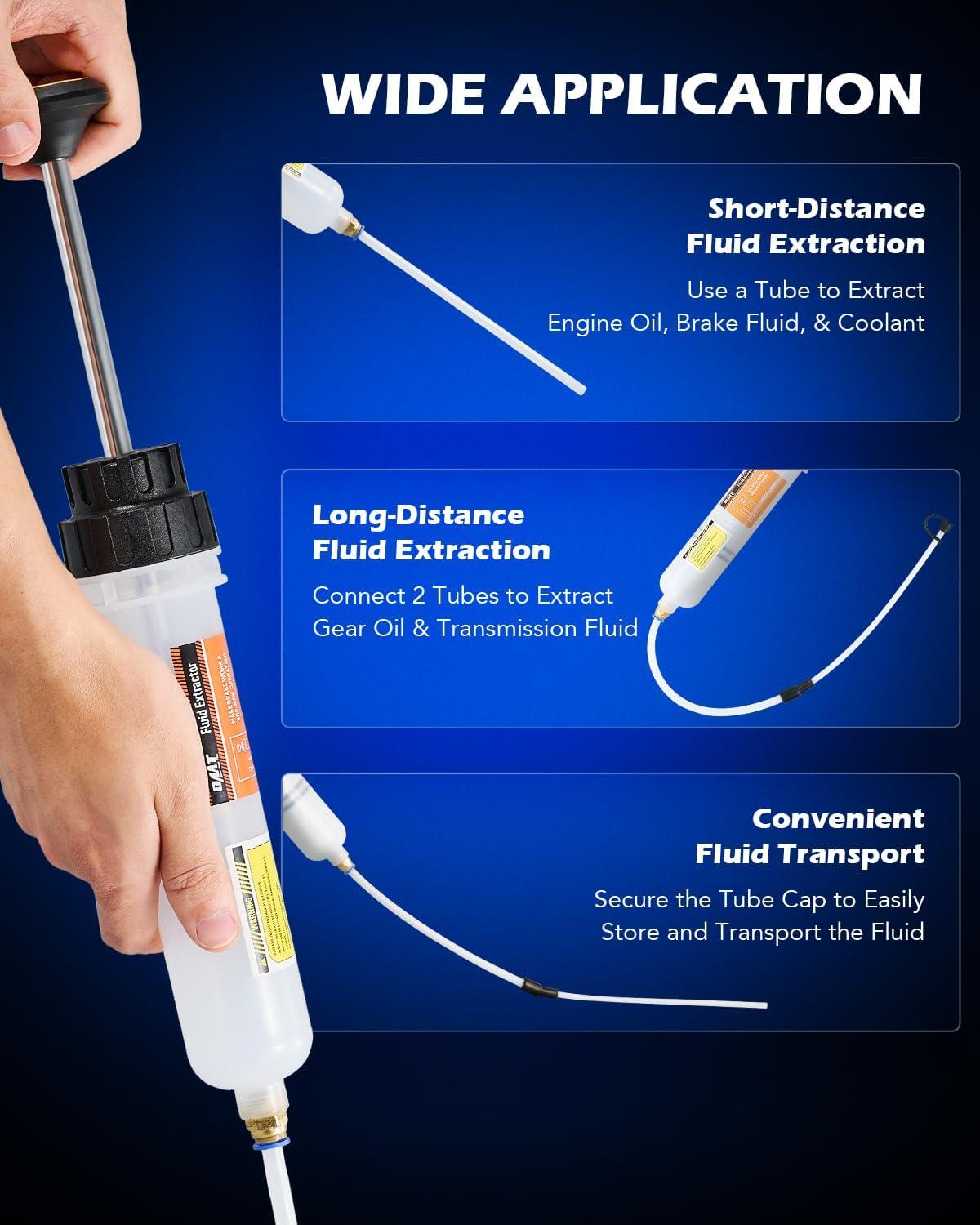 imageOrion Motor Tech 200mL Manual Fluid Extractor and Filler Syringe Style Pump for Power Steering Transmission Gear Oil ampamp Brake Fluid Changes Hand Vacuum Pump for ATV Boat Automotive Fluid Extractionorange