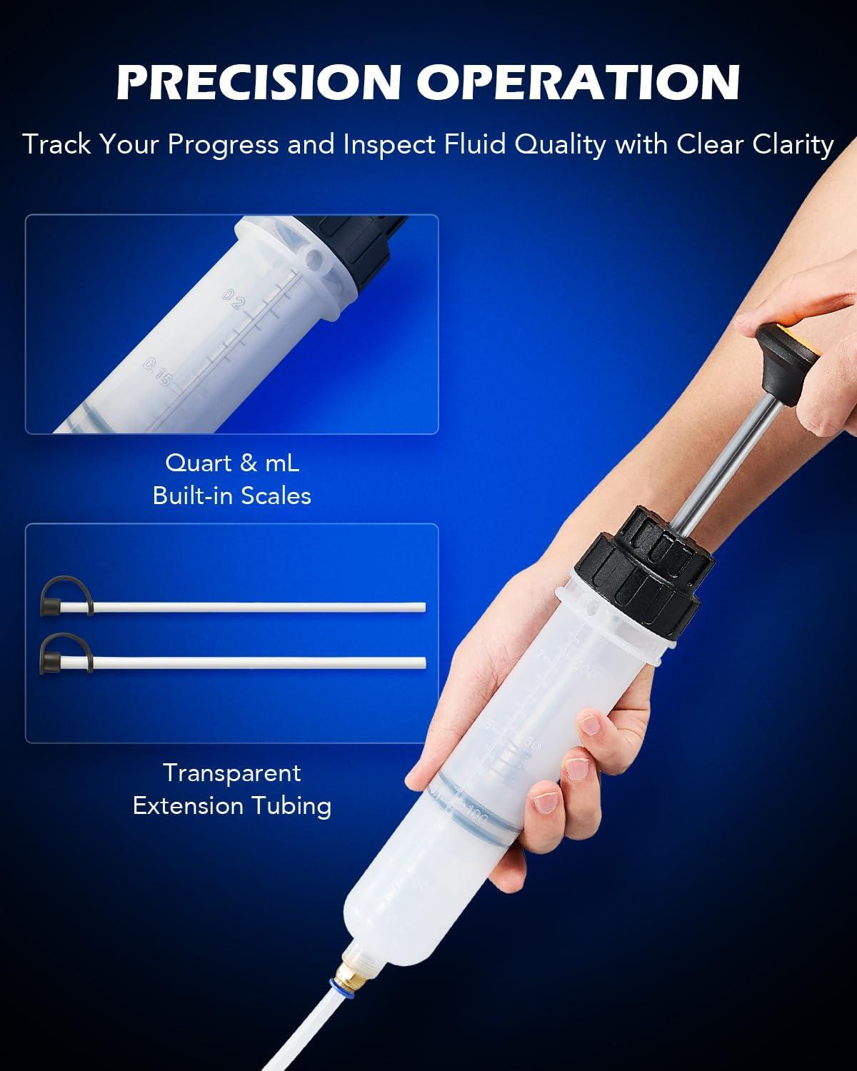 imageOrion Motor Tech 200mL Manual Fluid Extractor and Filler Syringe Style Pump for Power Steering Transmission Gear Oil ampamp Brake Fluid Changes Hand Vacuum Pump for ATV Boat Automotive Fluid Extractionorange