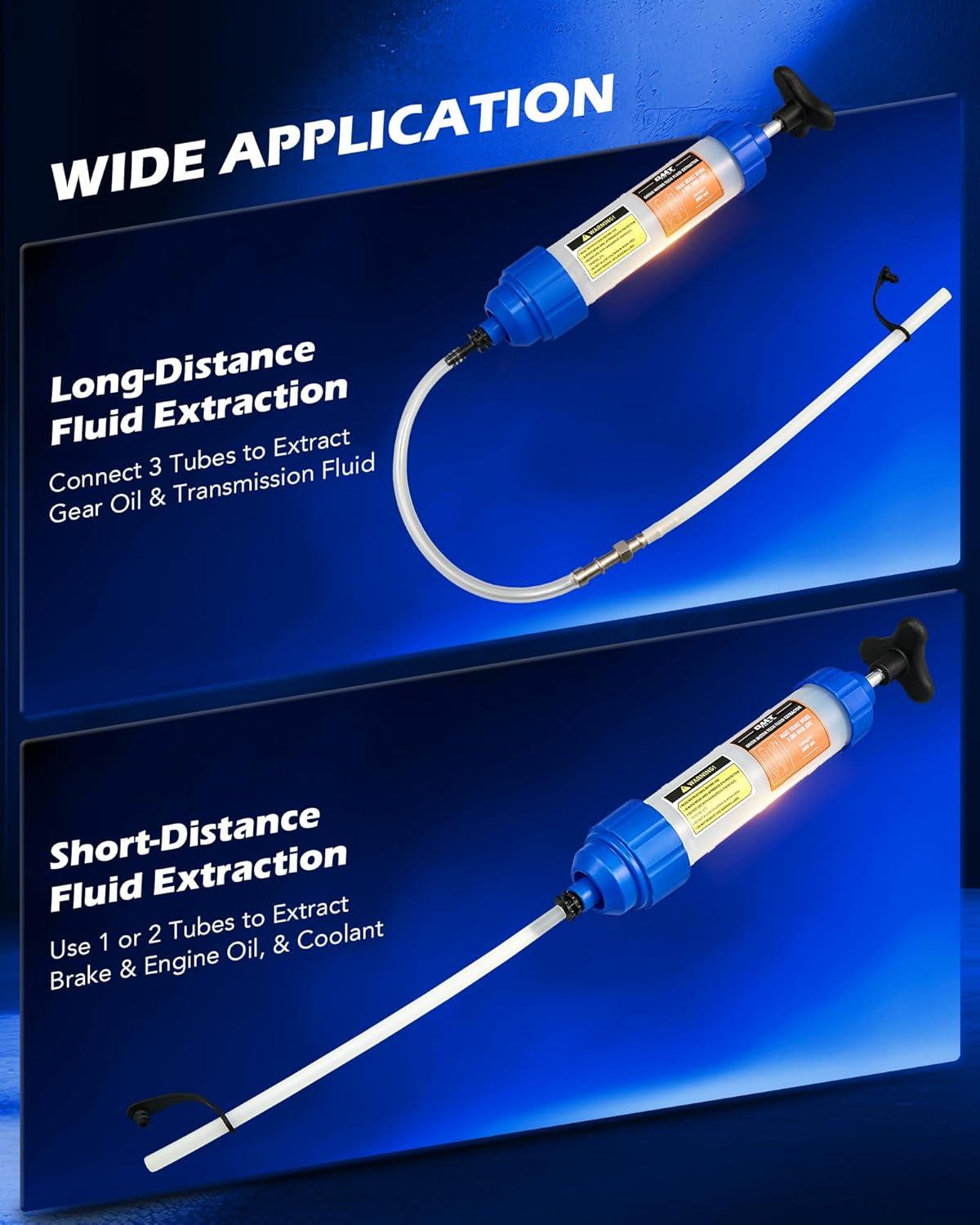 imageOrion Motor Tech 200mL Manual Fluid Extractor and Filler Syringe Style Pump for Power Steering Transmission Gear Oil ampamp Brake Fluid Changes Hand Vacuum Pump for ATV Boat Automotive Fluid Extractionblue