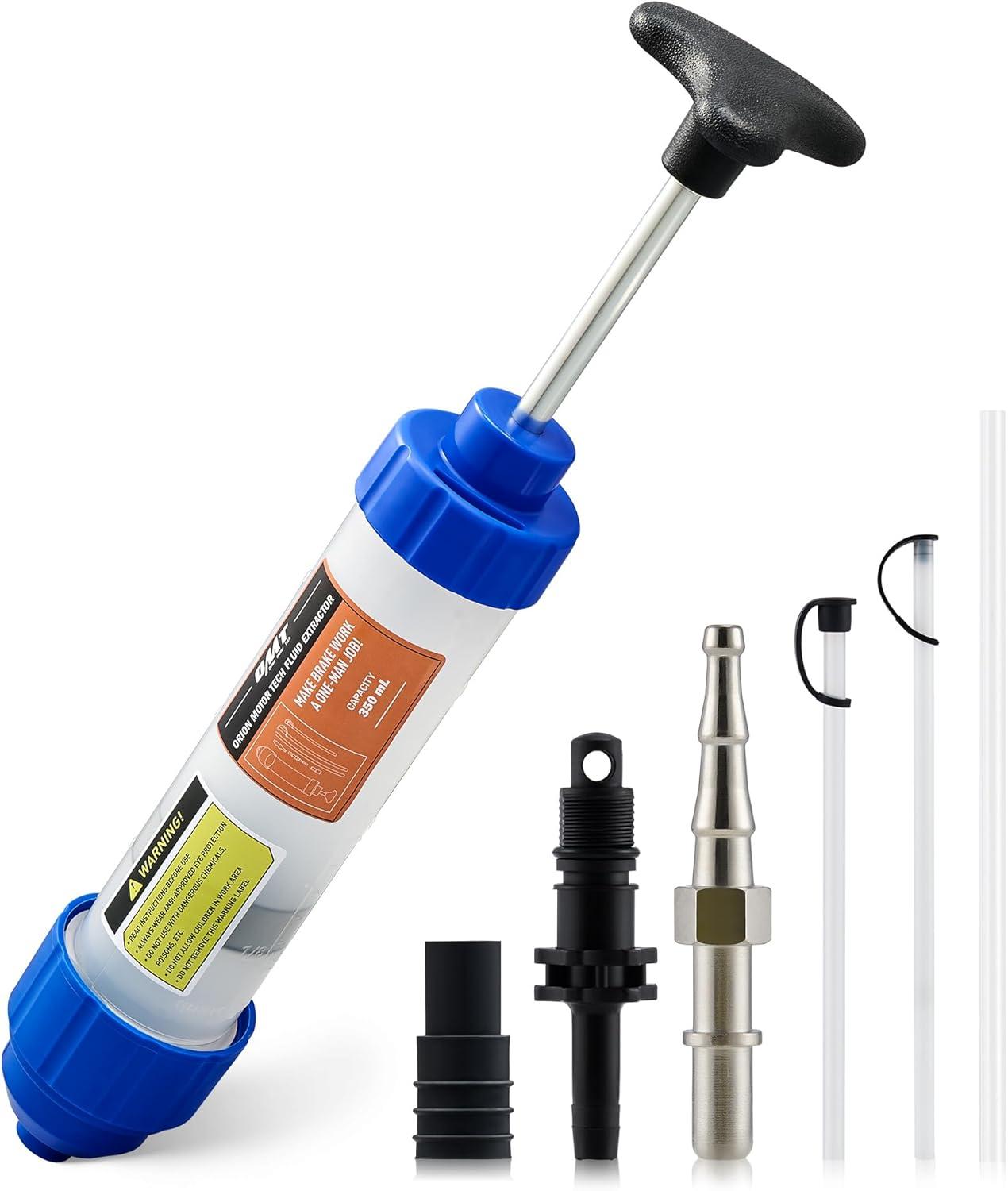 imageOrion Motor Tech 200mL Manual Fluid Extractor and Filler Syringe Style Pump for Power Steering Transmission Gear Oil ampamp Brake Fluid Changes Hand Vacuum Pump for ATV Boat Automotive Fluid Extractionblue