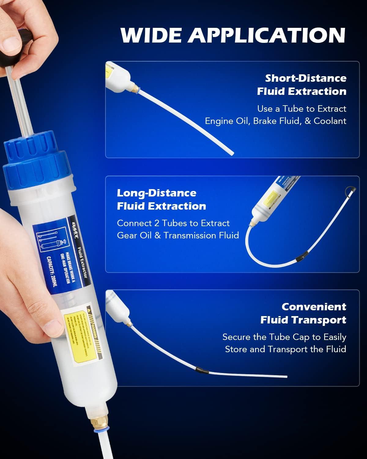 imageOrion Motor Tech 200mL Manual Fluid Extractor and Filler Syringe Style Pump for Power Steering Transmission Gear Oil ampamp Brake Fluid Changes Hand Vacuum Pump for ATV Boat Automotive Fluid Extractionblue
