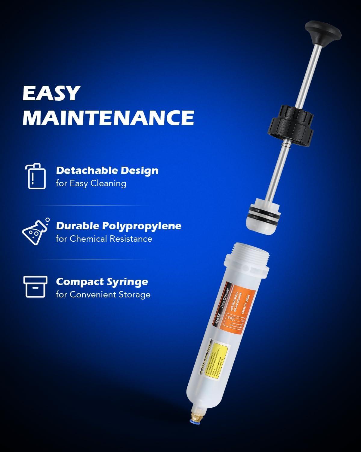 imageOrion Motor Tech 200mL Manual Fluid Extractor and Filler Syringe Style Pump for Power Steering Transmission Gear Oil ampamp Brake Fluid Changes Hand Vacuum Pump for ATV Boat Automotive Fluid Extractionorange