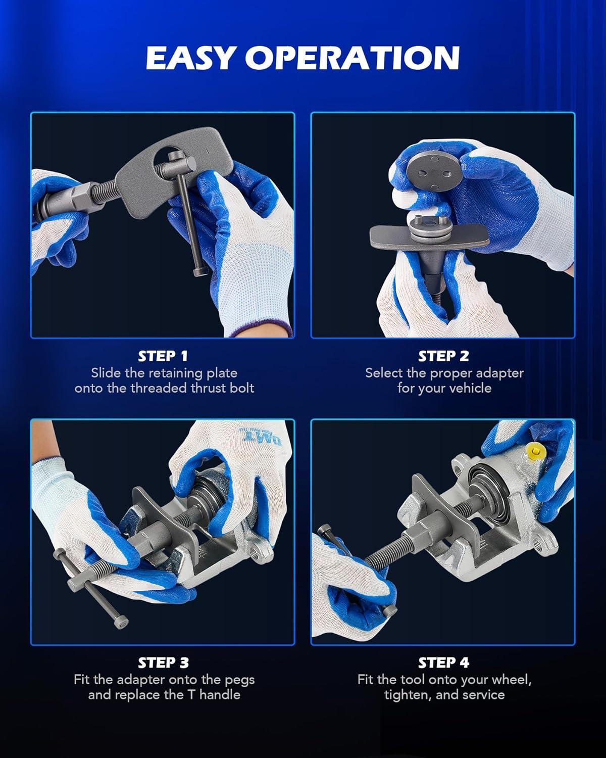 imageOrion Motor Tech 24pcs Brake Caliper Tool Heavy Duty Brake Caliper Compression Tool Caliper Piston Tool for Brake Pad Replacement Reset with Thrust Bolt Assemblies Retaining Plates 18 Disc AdaptersBlue