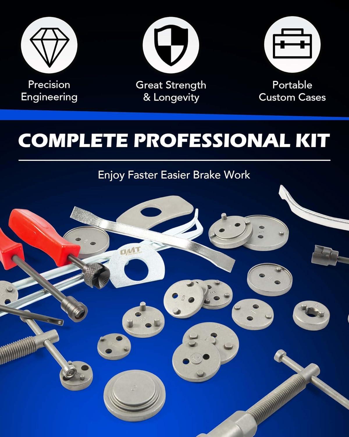 imageOrion Motor Tech 32pc Dual Brake Tools 2 in 1 Disc Brake Caliper Tool Set and Drum Brake Tool Kit Brake Caliper Tool and Brake Drum Tool with Brake Spring Tool Pliers Installer Remover AdjusterRed