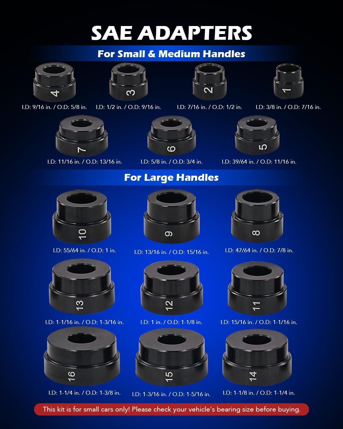 imageOrion Motor Tech 33pc Bearing Press Kit for Small Vehicles Bearing Race and Seal Driver Set with Metric SAE Adapters Seal Driver Set with 3 Knurled Handles