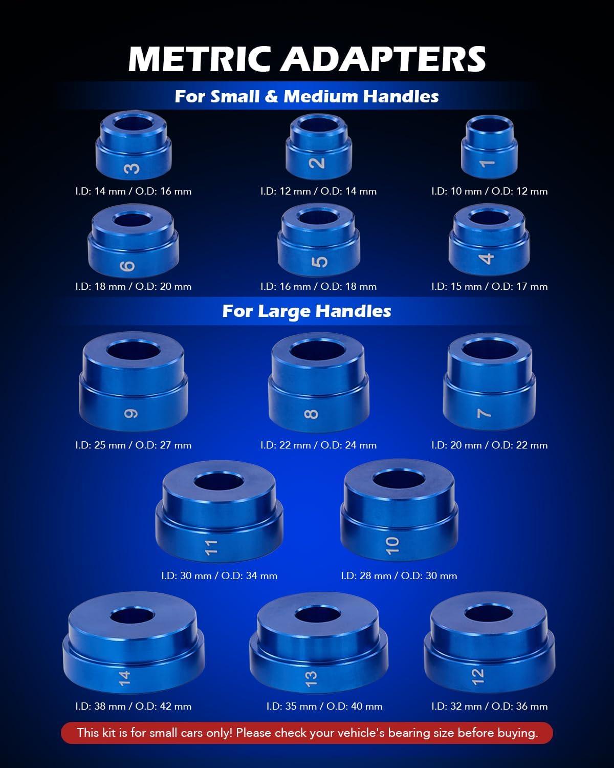 imageOrion Motor Tech 33pc Bearing Press Kit for Small Vehicles Bearing Race and Seal Driver Set with Metric SAE Adapters Seal Driver Set with 3 Knurled Handles