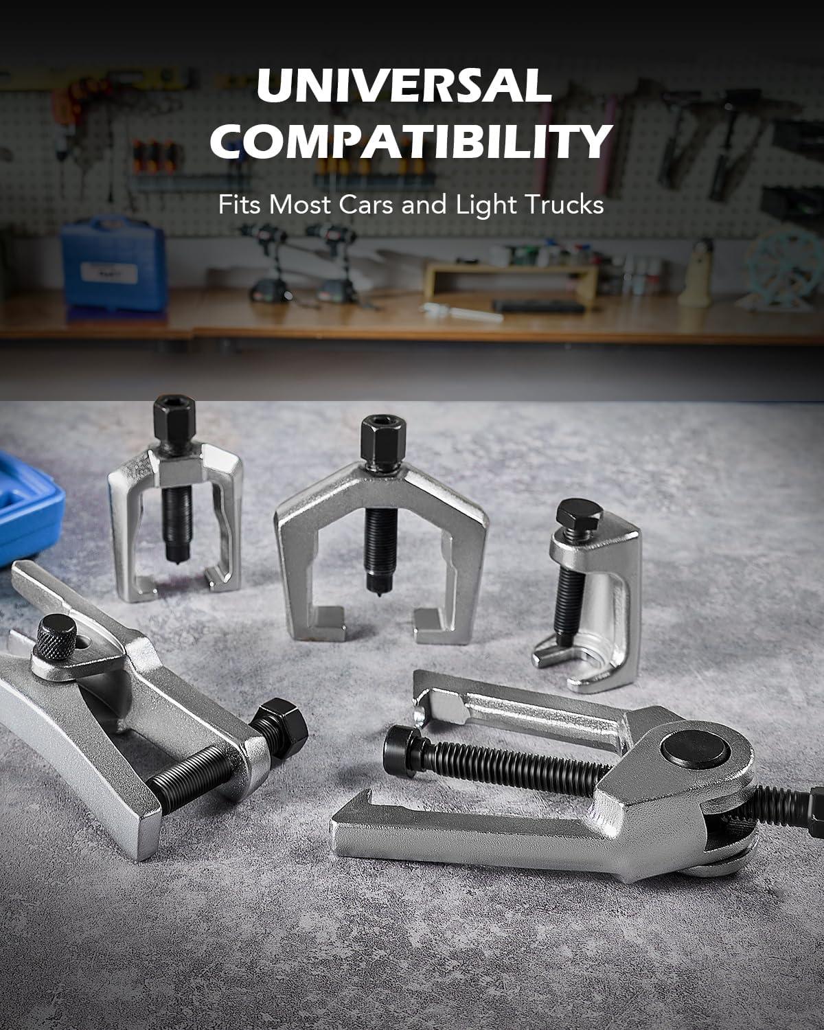 imageOrion Motor Tech 5in1 Ball Joint Separator Pitman Arm Puller Tie Rod End Tool Set for Front End Service Splitter Removal Kit BS06Blue