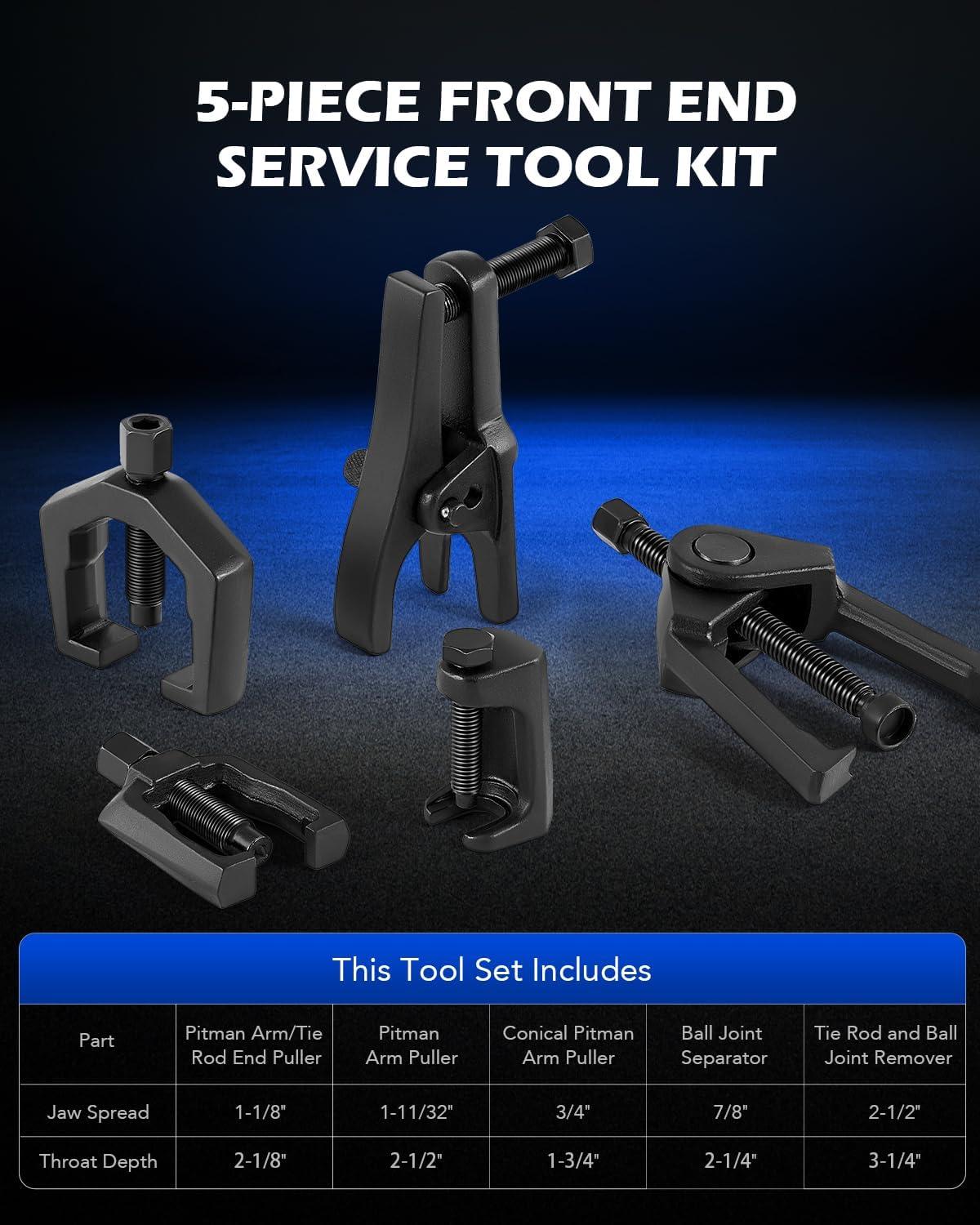 imageOrion Motor Tech 5in1 Ball Joint Separator Pitman Arm Puller Tie Rod End Tool Set for Front End Service Splitter Removal Kit RB06Master