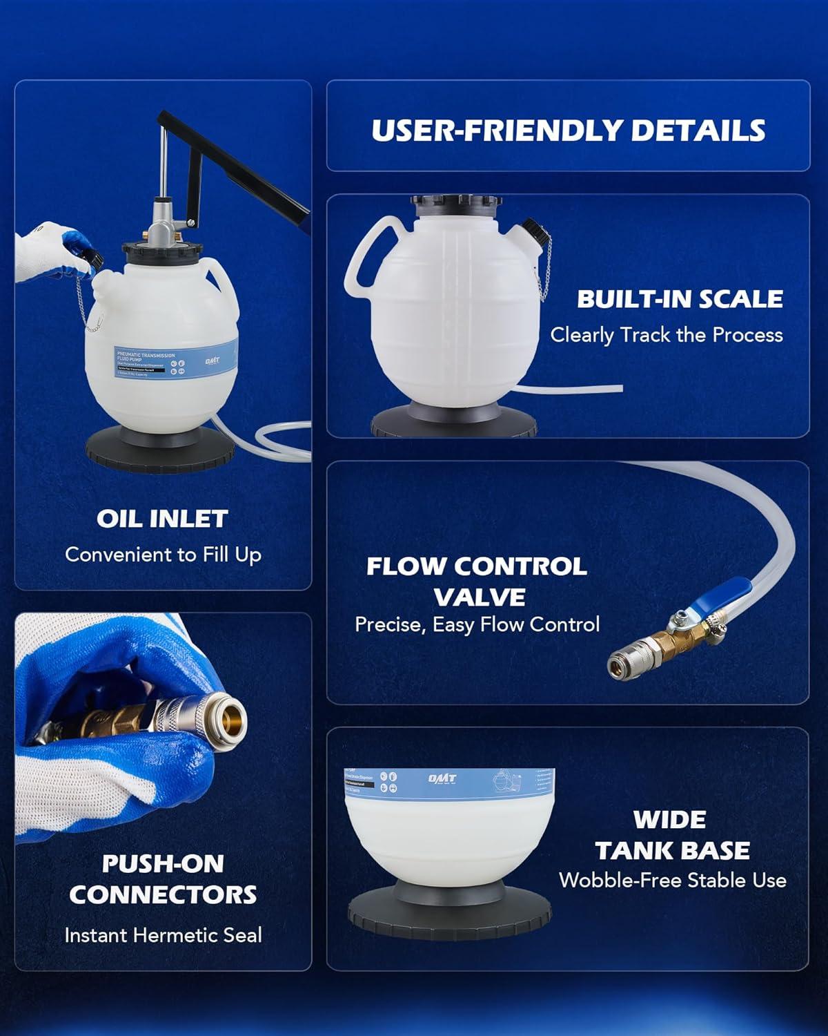 imageOrion Motor Tech 75L Transmission Fluid Pump 2 Gallon Manual ATF Refill Kit Transmission Fluid Hand Pump Automotive Transmission Fluid Transfer Pump Transmission Fill Pump with 15 ATF Adapters