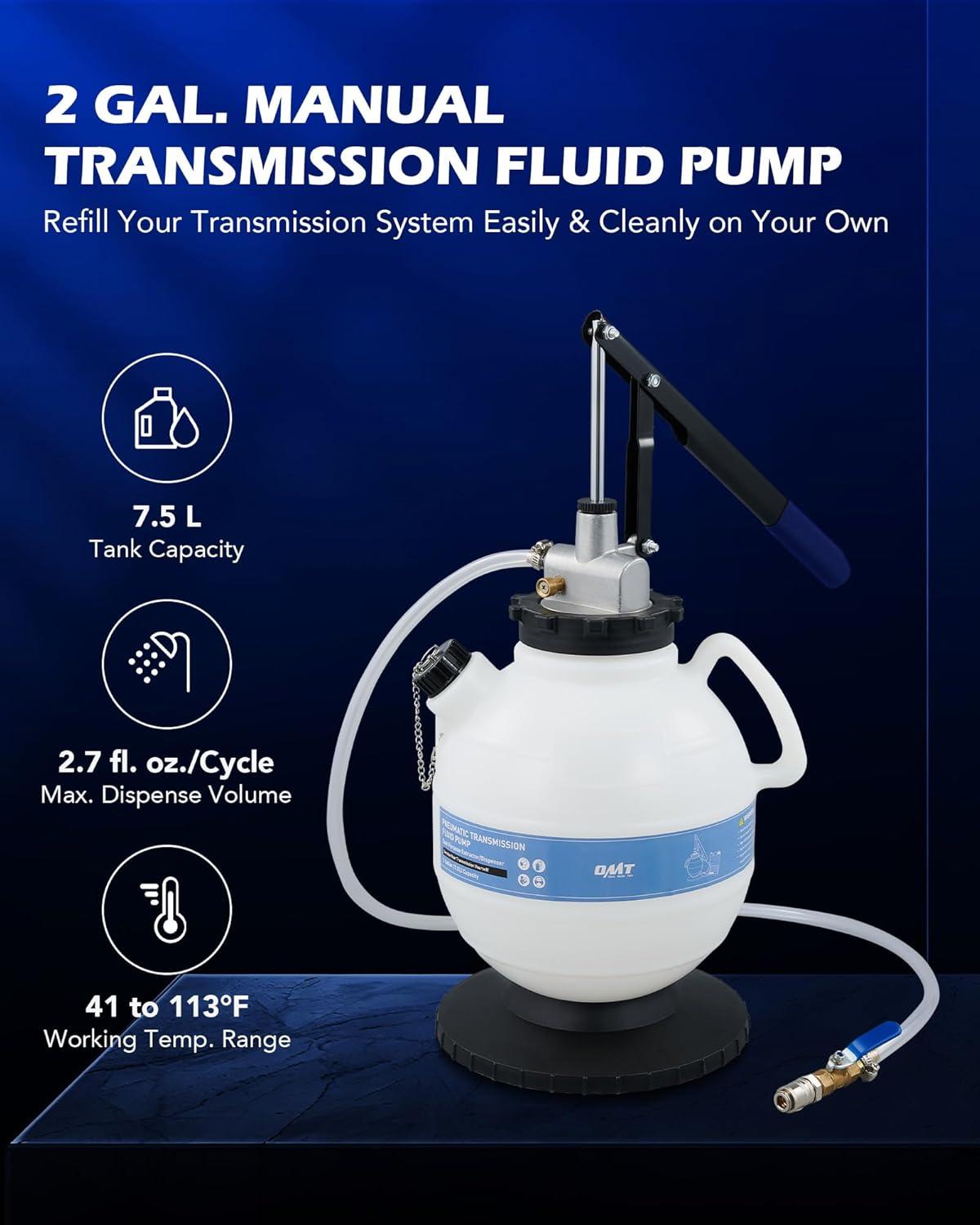imageOrion Motor Tech 75L Transmission Fluid Pump 2 Gallon Manual ATF Refill Kit Transmission Fluid Hand Pump Automotive Transmission Fluid Transfer Pump Transmission Fill Pump with 15 ATF Adapters