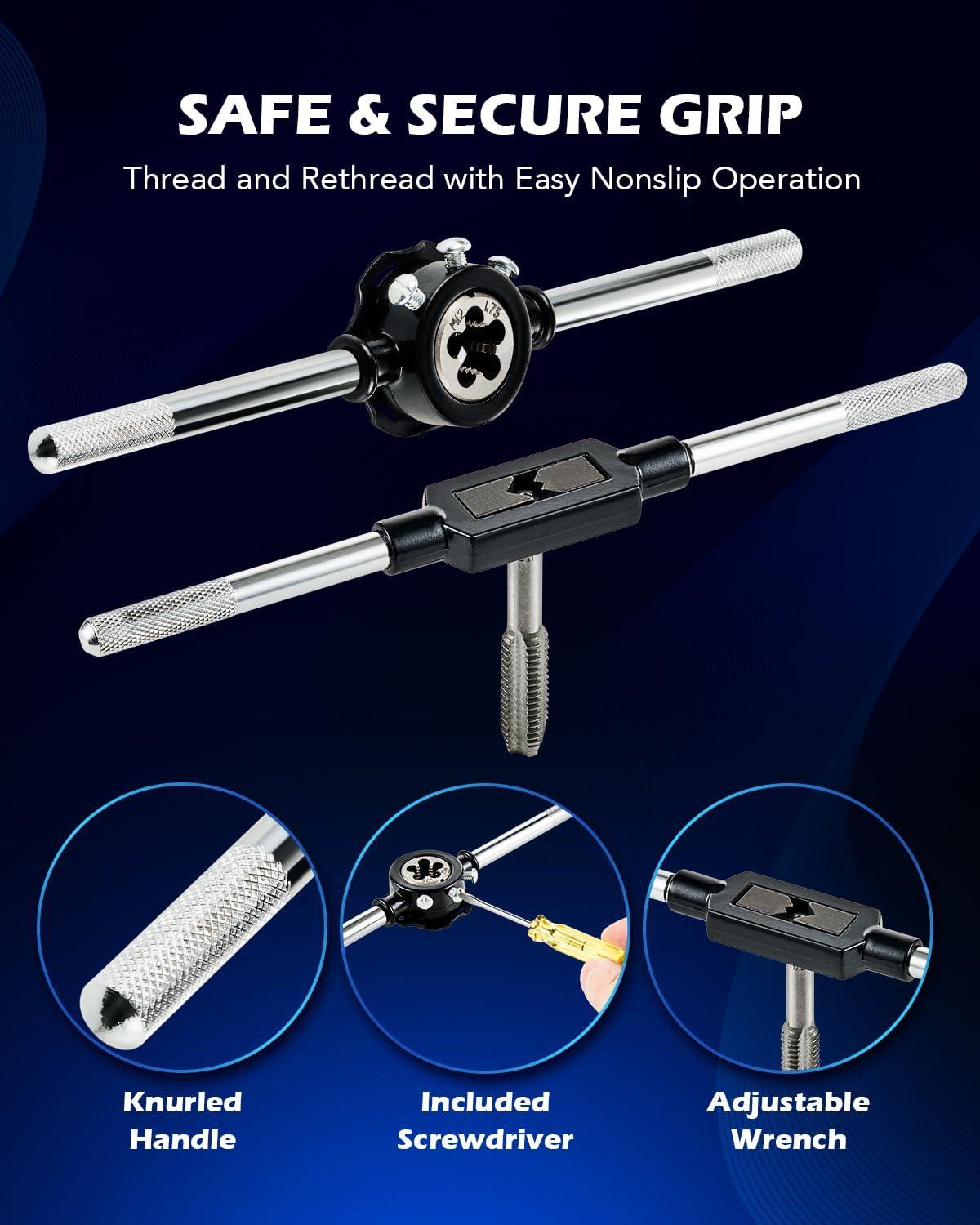 imageOrion Motor Tech 80pc Tap and Die Set in SAE and Metric Sizes Metric and Standard Tap Set and Die Tool Set for Internal and External Threading60 pc Metric and SAE