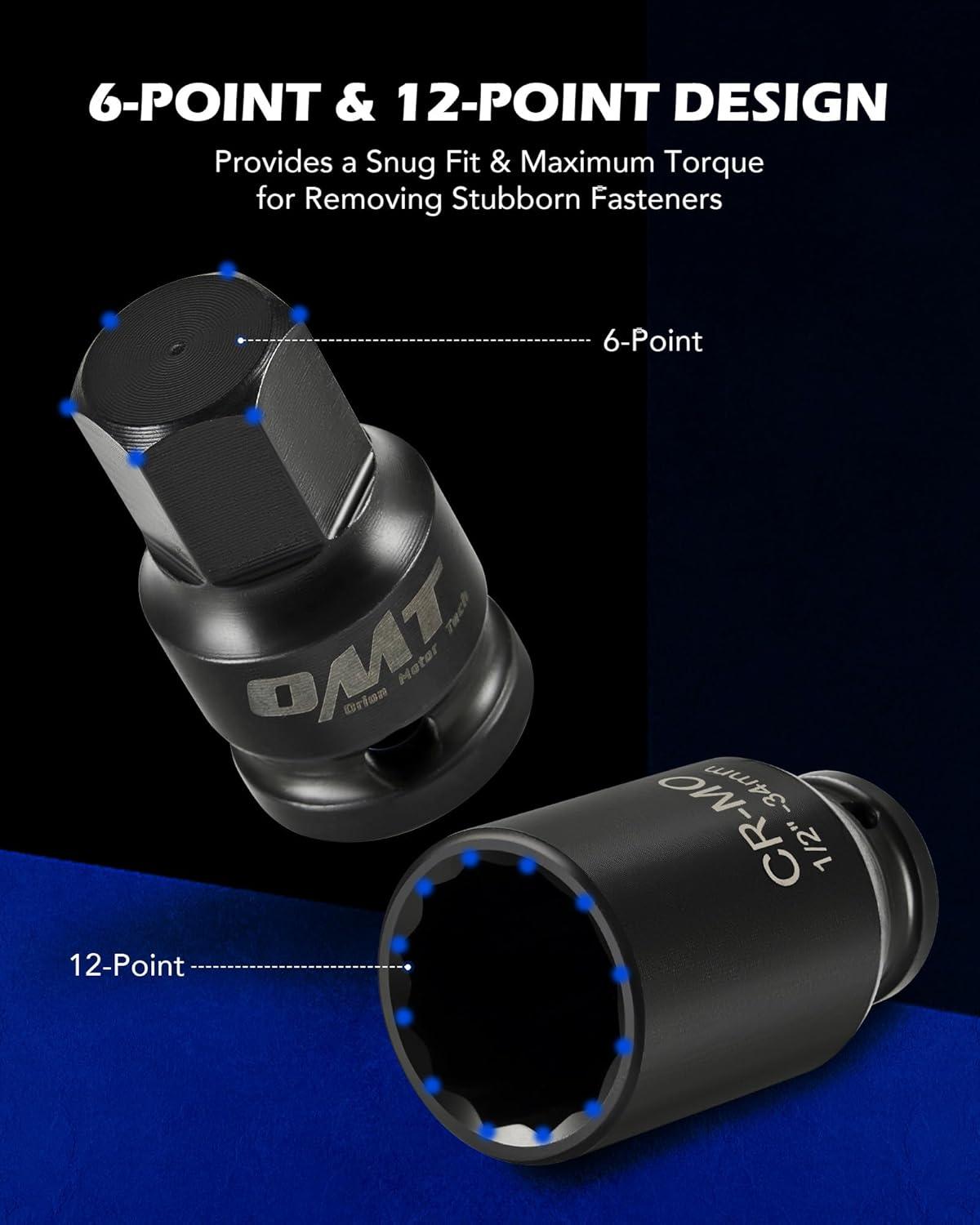 imageOrion Motor Tech 8pc Axle Nut Socket Set 12 in Drive Metric 12 Point CRMO Axle Nut Impact Socket Set ExtraDeep Spindle Axle Nut Sockets with Storage Case 14mm 17mm 19mm 30mm 32mm 34mm 35mm 36mm