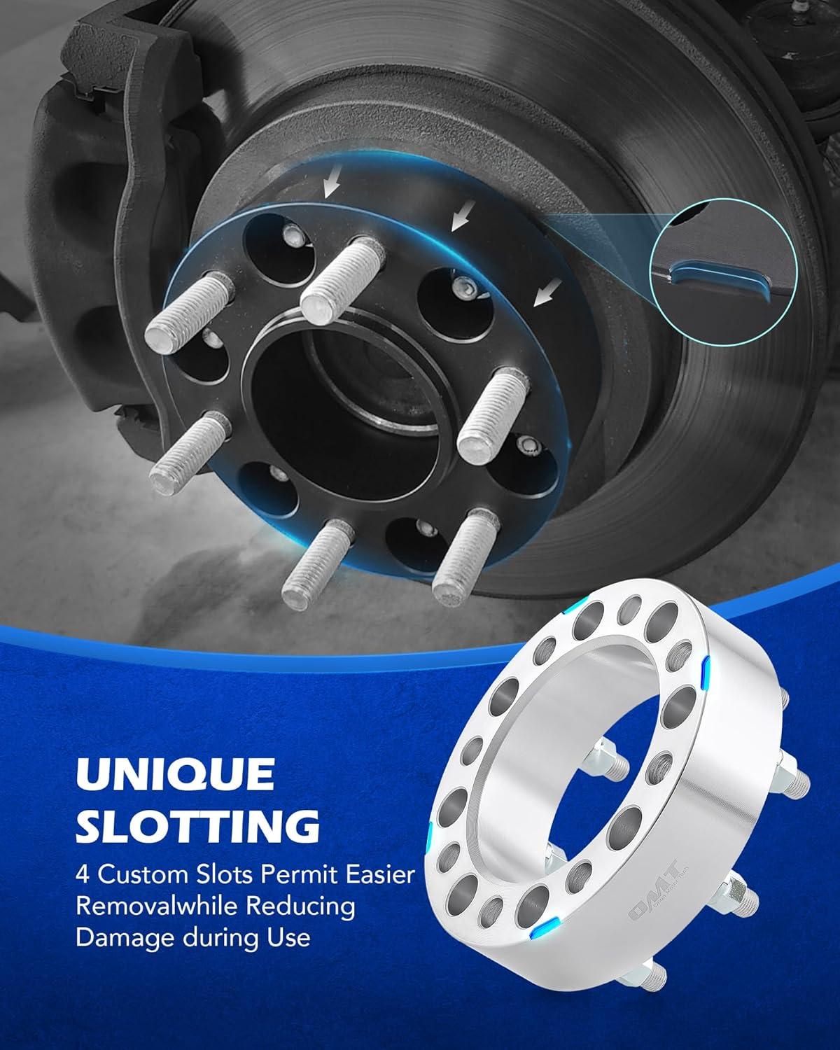 imageOrion Motor Tech 8x65 Wheel Spacers 2 Inch Wheel Adapters with Studs Compatible with 19942011 Dodge Ram 2500 3500 19881998 Ford F250 F350 8x1651 Wheel Spacer Kit with 130 mm Hub Bore Set of 4