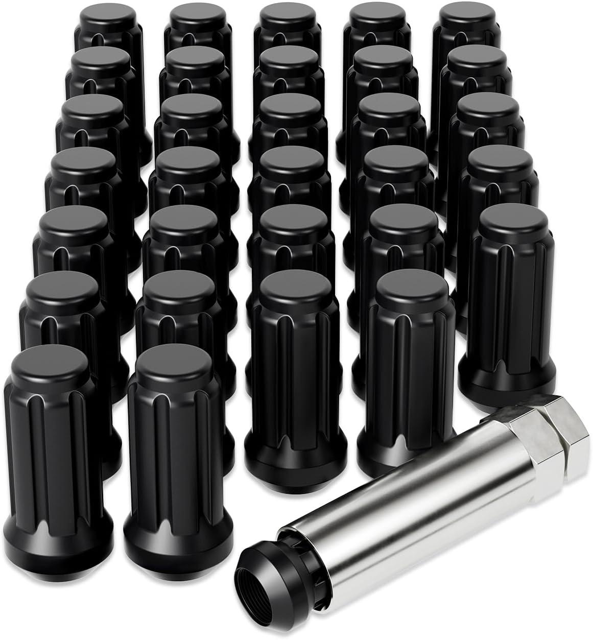 imageOrion Motor Tech 91618 Wheel Lug Nuts 32 Pack Black 916 x 18 Trim Lug Nuts 2 inches Tall Spline Drive Cone Seat Compatible with Dodge 19942011 Ram 2500 3500 Aftermarket Wheel 8x65 5x55Black