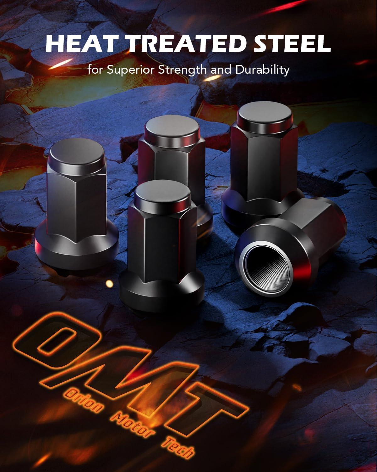imageOrion Motor Tech 91618 Wheel Lug Nuts 32 Pack Black 916 x 18 Trim Lug Nuts 2 inches Tall Spline Drive Cone Seat Compatible with Dodge 19942011 Ram 2500 3500 Aftermarket Wheel 8x65 5x55Black