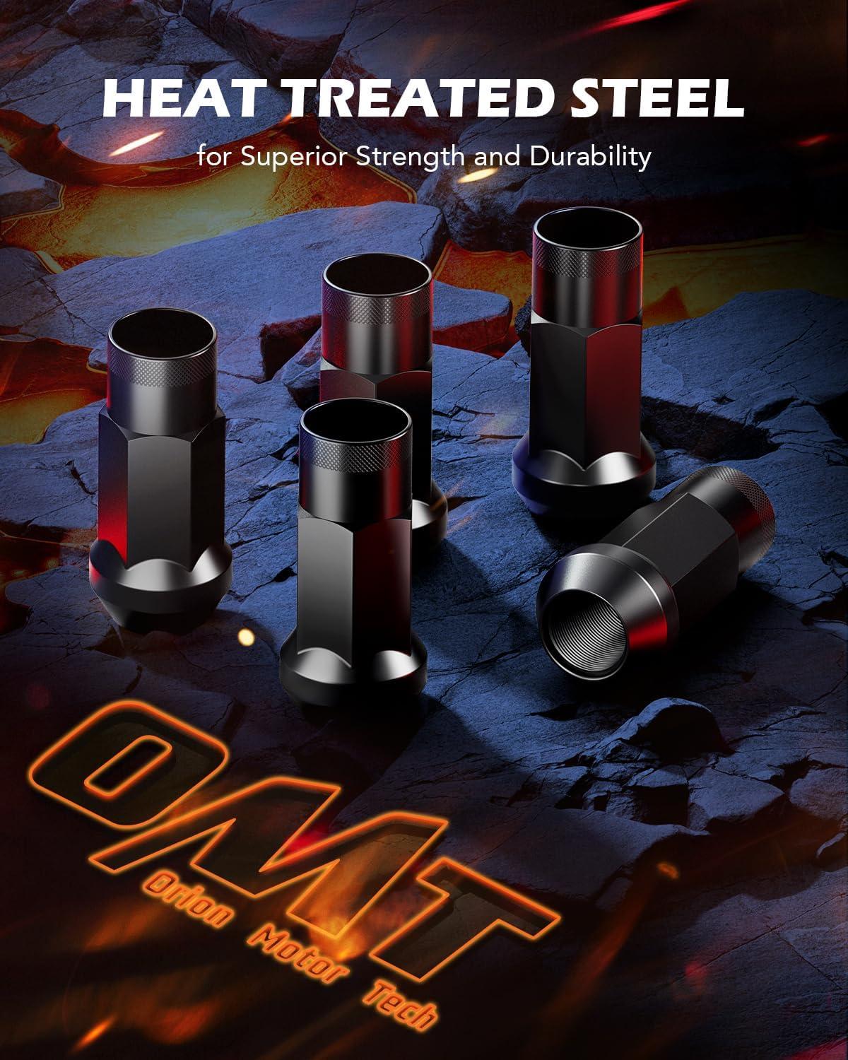 imageOrion Motor Tech 91618 Wheel Lug Nuts 32 Pack Black 916 x 18 Trim Lug Nuts 2 inches Tall Spline Drive Cone Seat Compatible with Dodge 19942011 Ram 2500 3500 Aftermarket Wheel 8x65 5x55Black