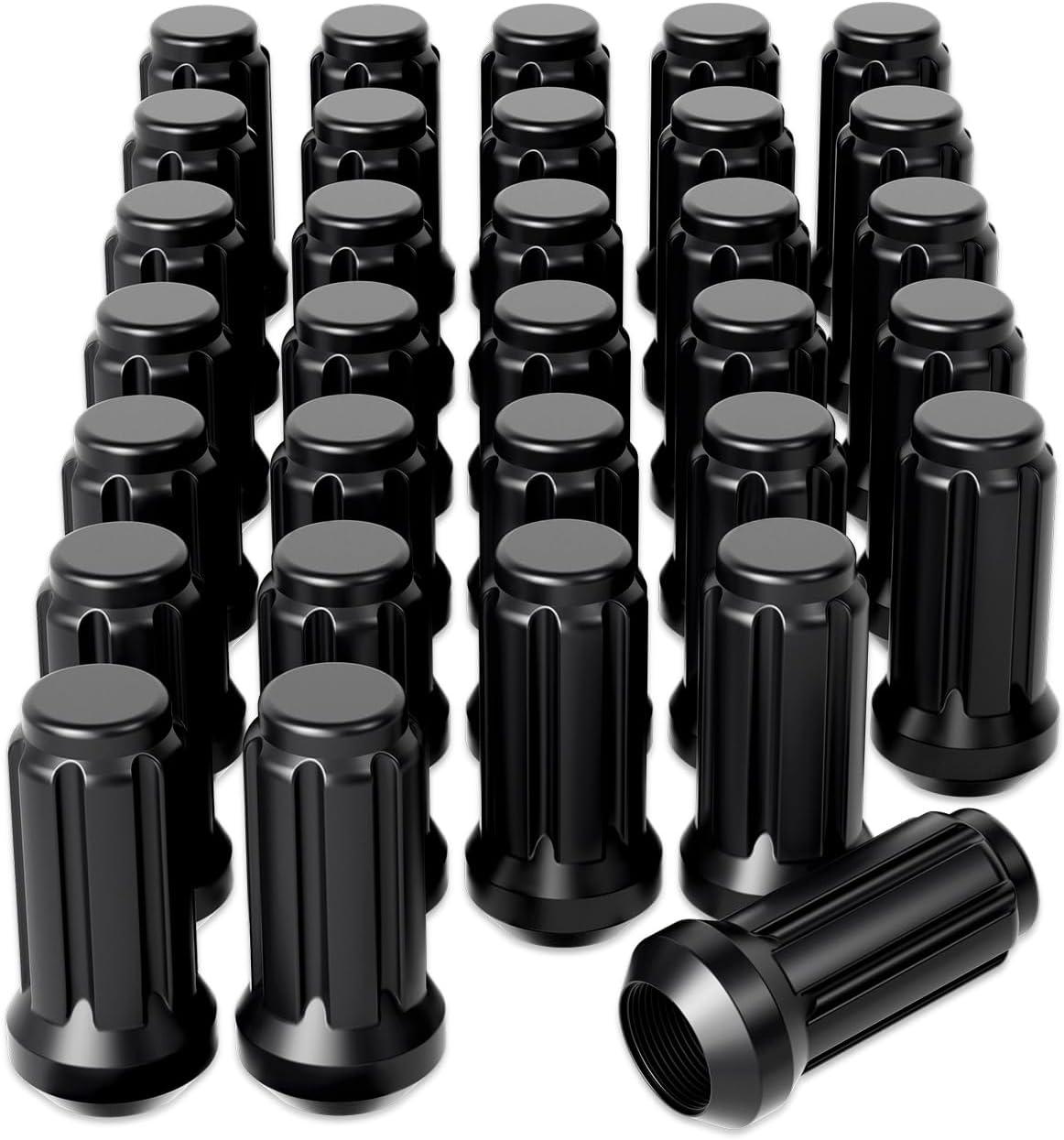 imageOrion Motor Tech 91618 Wheel Lug Nuts 32 Pack Black 916 x 18 Trim Lug Nuts 2 inches Tall Spline Drive Cone Seat Compatible with Dodge 19942011 Ram 2500 3500 Aftermarket Wheel 8x65 5x55Black