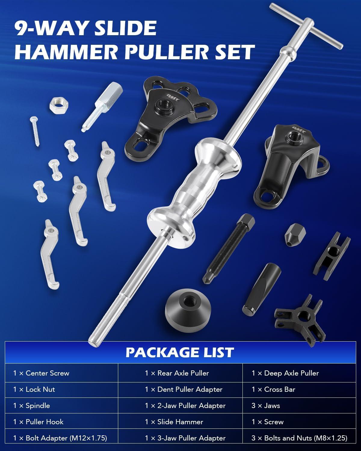 imageOrion Motor Tech 9Way Slide Hammer Puller Set Front Wheel Hub Bearing Remover ampamp Rear Wheel Axle Hub Dent Shaft Puller Tool Kitblue case