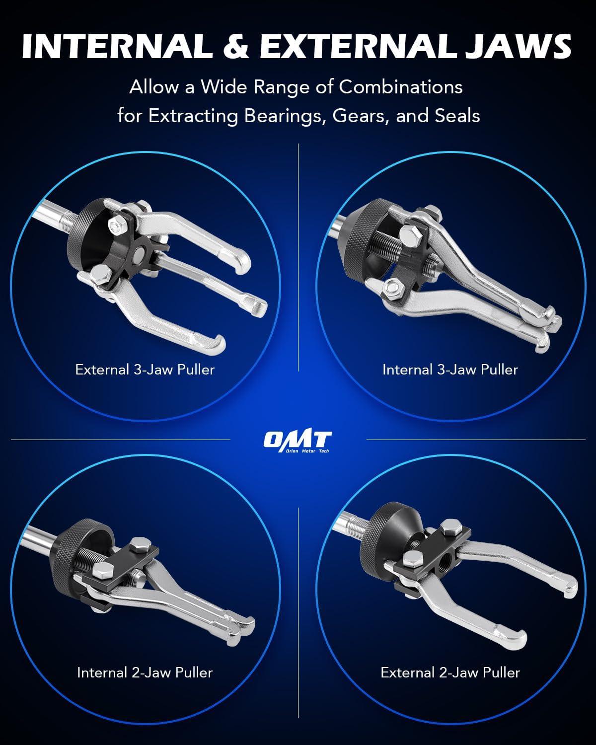 imageOrion Motor Tech 9Way Slide Hammer Puller Set Front Wheel Hub Bearing Remover ampamp Rear Wheel Axle Hub Dent Shaft Puller Tool Kitblue case