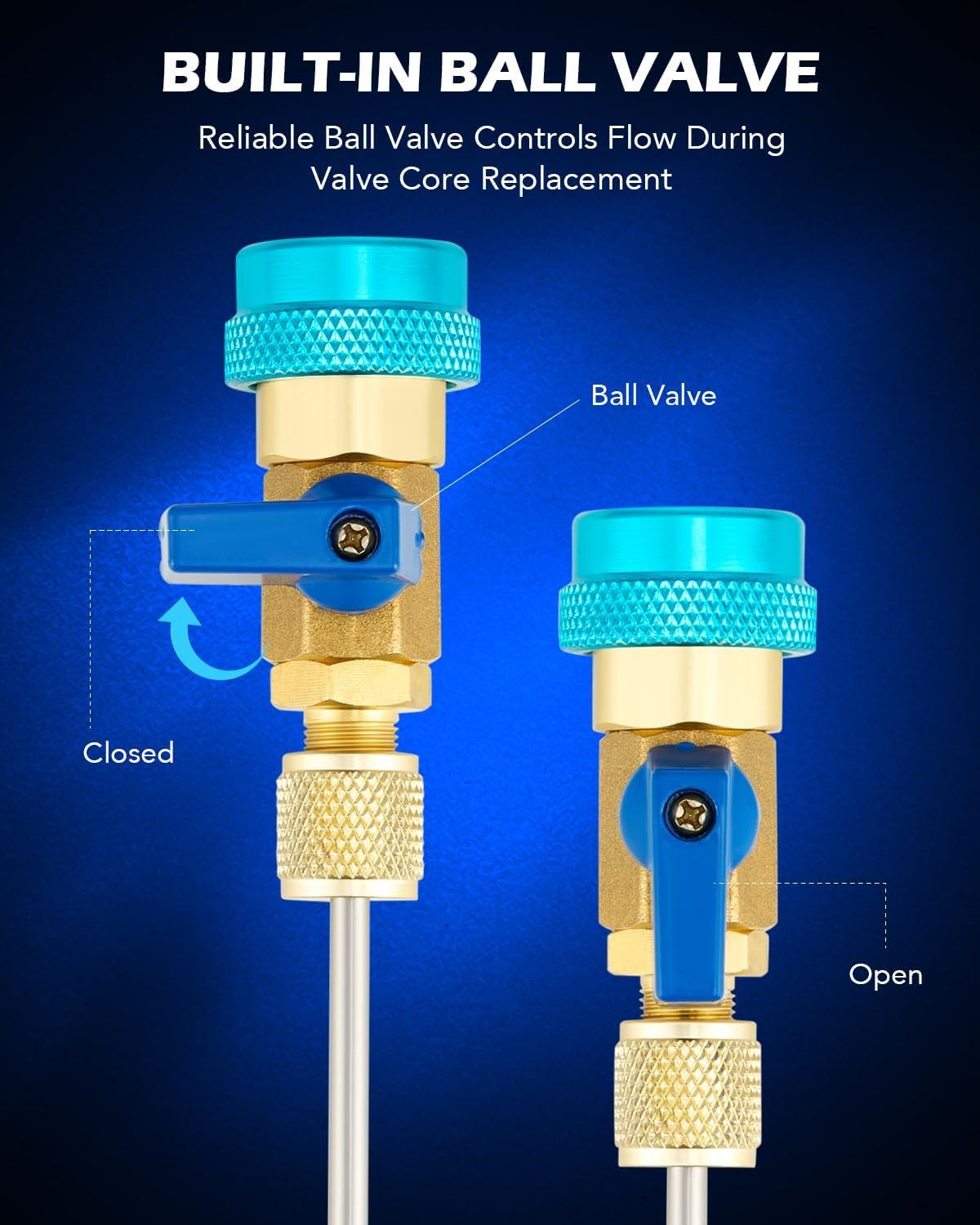 imageOrion Motor Tech AC Valve Core Removal Tool R134a R1234yf R22 Valve Core Remover Installer Tool Kit for Automotive Air Conditioning Systems AC Valve Core Tool for Standard JRA and Schrader Valve
