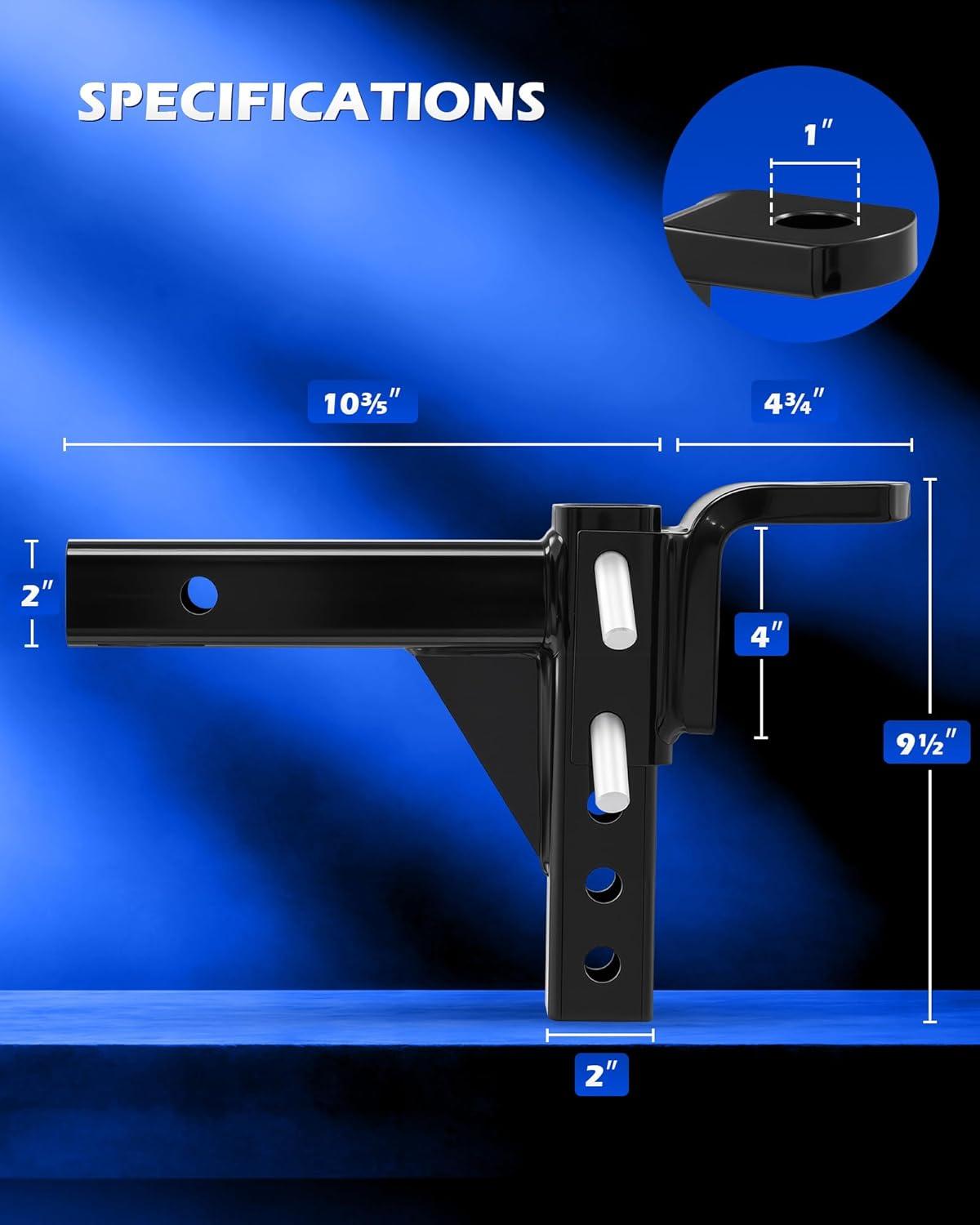 imageOrion Motor Tech Adjustable Trailer Hitch Fits 2 in Receiver 814quot Rise 912quot Drop Hitch Ball Mount with 8 Heights Heavy Duty Tow Hitch with 2 Hitch Pins 25T Capacity for Trailers Campers Boats