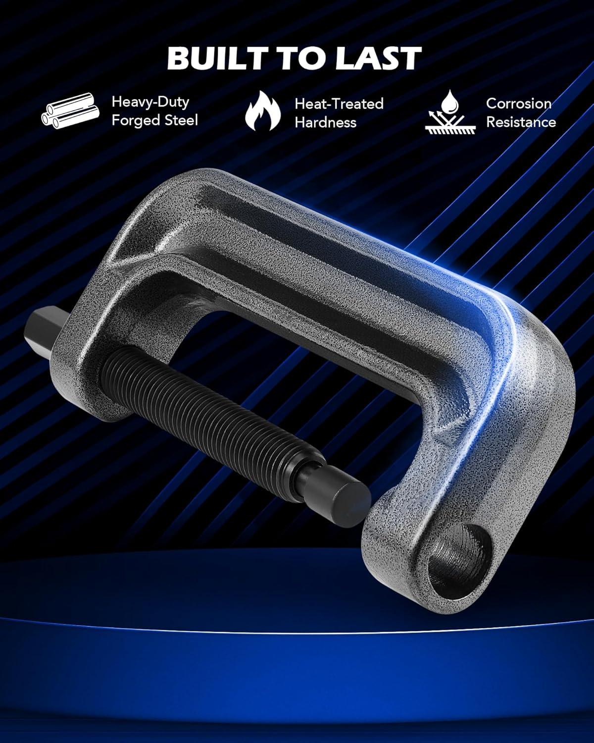 imageOrion Motor Tech Ball Joint Press Kit C Frame Press for Ball Joints U Joints Brake Anchor Pins and Wheel Studs U Joint Removal Tool Set with C Frame Press and 2 Screws for Joint Replacement