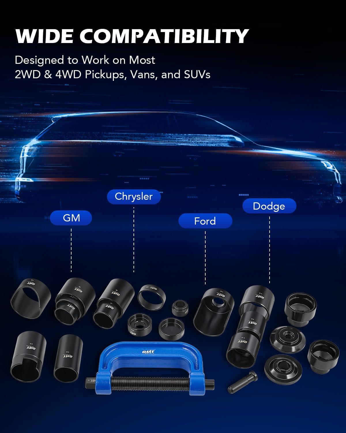 imageOrion Motor Tech Ball Joint Removal Tool Kit 23pc Ball Joint Press ampamp U Joint Removal Kit with Sockets and Universal Adapters Heavy Duty Ball Joint Tool Set for Most 2WD 4WD Cars Trucks SUVs Blackblack