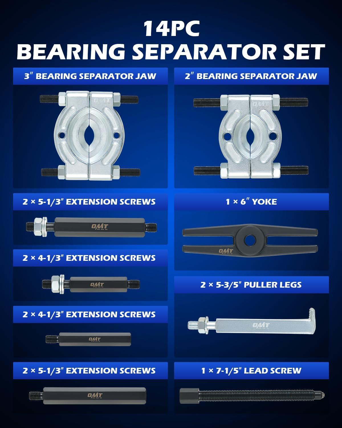 imageOrion Motor Tech Bearing Puller Set 5 Ton Capacity Bearing Separator Pinion Wheel Bearing Removal Kit with 2quot and 3quot Jaws Wheel Hub Axle Puller Set Heavy Duty Bearing Splitter Tool Kitsilver bearing separator