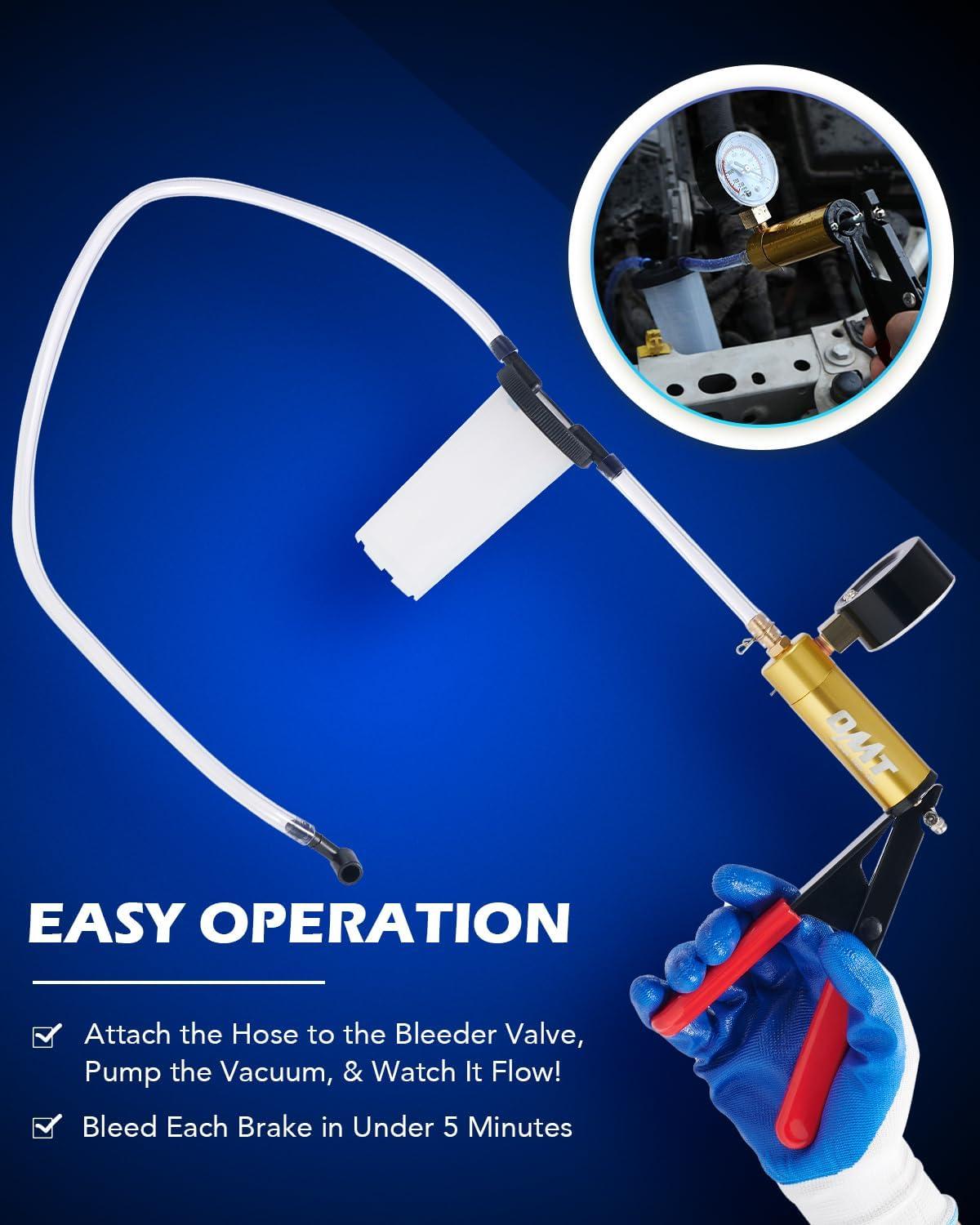 imageOrion Motor Tech Brake Bleeder Kit with Hand Vacuum Pump and Adapters Brake Bleeding Kit for Brake Fluid Power Steering Fluid More Vacuum Brake Bleeder Pump with Pressure GaugeGray