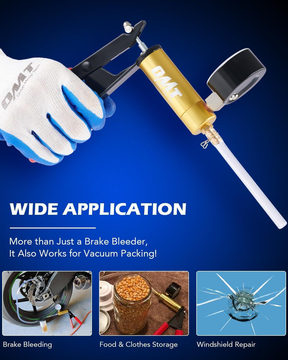 imageOrion Motor Tech Brake Bleeder Kit with Hand Vacuum Pump and Adapters Brake Bleeding Kit for Brake Fluid Power Steering Fluid More Vacuum Brake Bleeder Pump with Pressure GaugeBlue