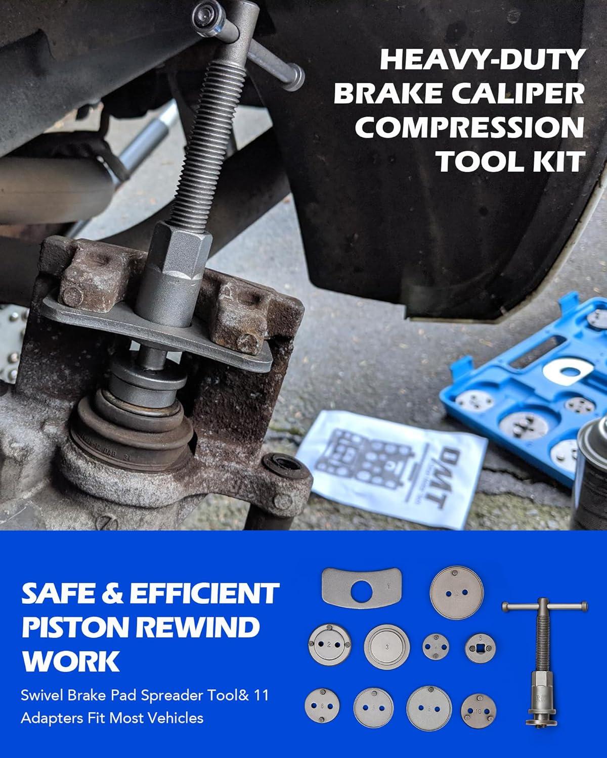imageOrion Motor Tech Brake Caliper Tool Set 34pc Master Brake Caliper Compressor Tool Kit with 11 Adapters ampamp Swivel Brake Pad Spreader Tool Caliper Piston Compressor Tools with Brake Line Cutter Bender
