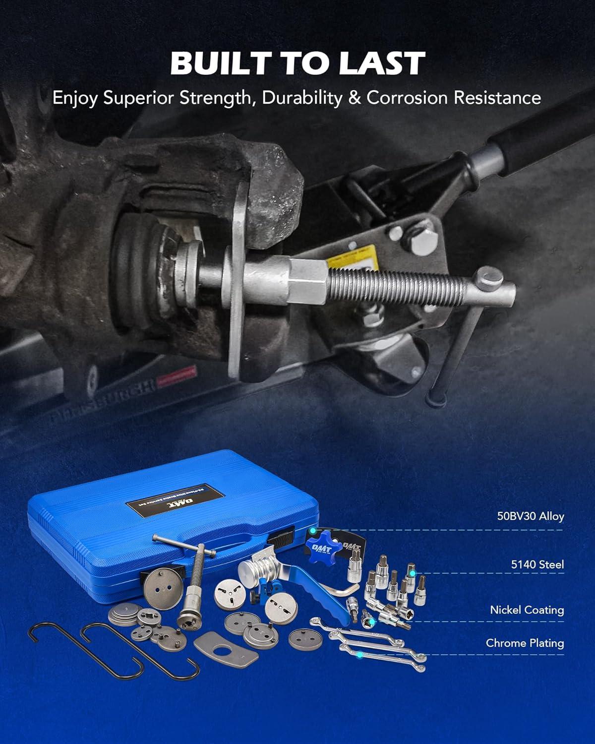 imageOrion Motor Tech Brake Caliper Tool Set 34pc Master Brake Caliper Compressor Tool Kit with 11 Adapters ampamp Swivel Brake Pad Spreader Tool Caliper Piston Compressor Tools with Brake Line Cutter Bender