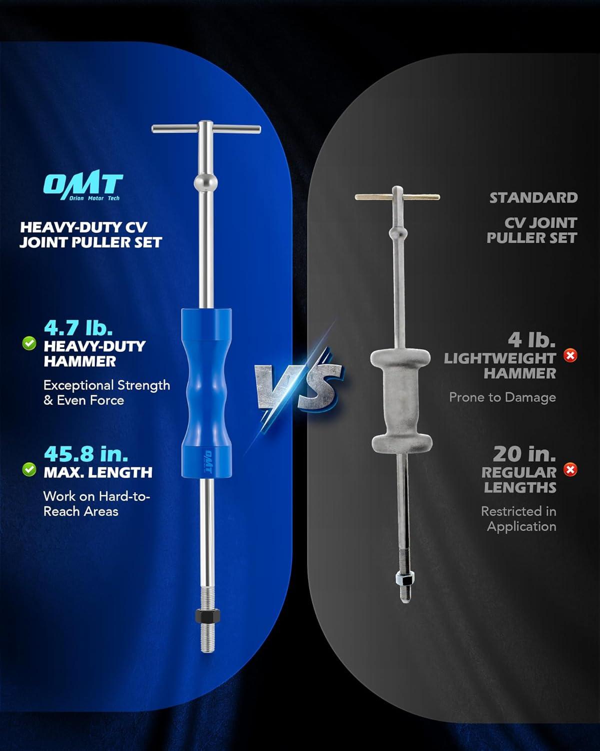 imageOrion Motor Tech CV Axle Removal Tool 4 pc Axle Puller Set with 50 ampamp 64 mm CV Joint Forks HeavyDuty Slide Hammer CV Shaft Removal Tool for Ford Taurus Mercury Sable SVT Raptor Lincoln Navigator
