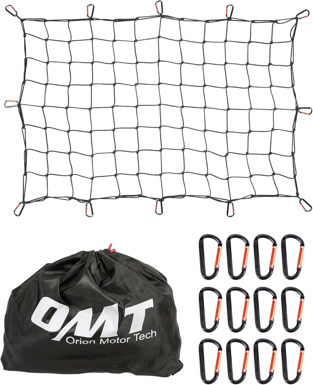 imageOrion Motor Tech Cargo Net for Trailer 5x7 Truck Cargo Net Utility Trailer Net 10x14 Max Stretch Size Truck Bed Net with 18 Carabiners Storage Bag 5 x 7 ft BlackBlack
