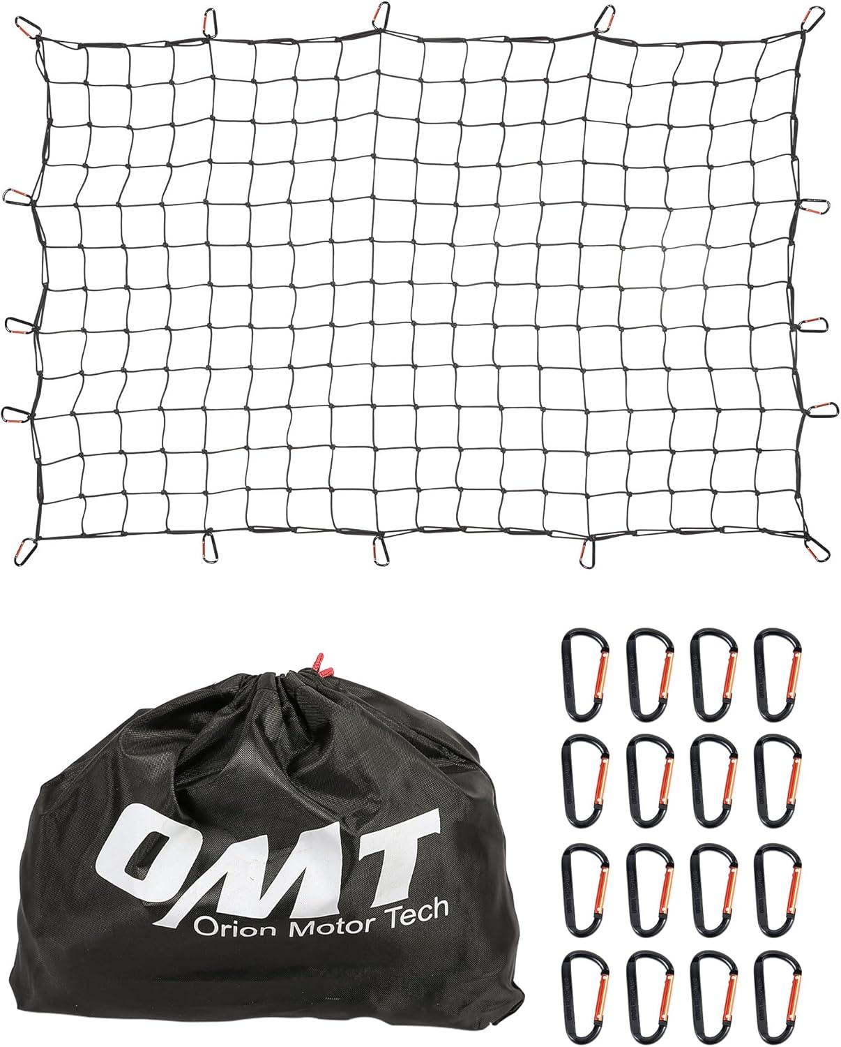 imageOrion Motor Tech Cargo Net for Trailer 5x7 Truck Cargo Net Utility Trailer Net 10x14 Max Stretch Size Truck Bed Net with 18 Carabiners Storage Bag 5 x 7 ft BlackBlack