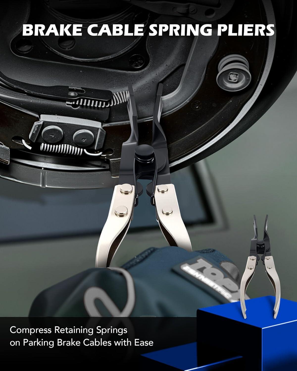 imageOrion Motor Tech Drum Brake Tool Kit 15pc Master Drum ampamp Disc Brake Tool Kit with Brake Spring Pliers Brake Caliper Brushes ampamp Drum Brake Spring Tool Brake Caliper Socket Set for Bolt Removal